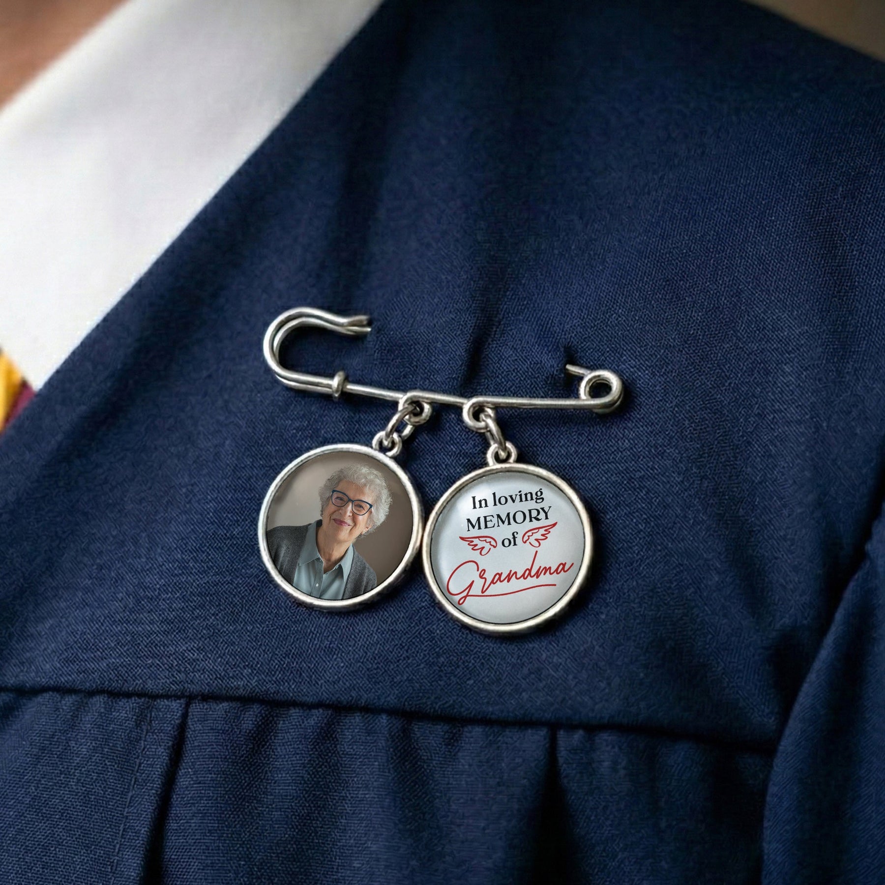 Memorial On Graduation Day - Personalized Lapel Pin With Charms