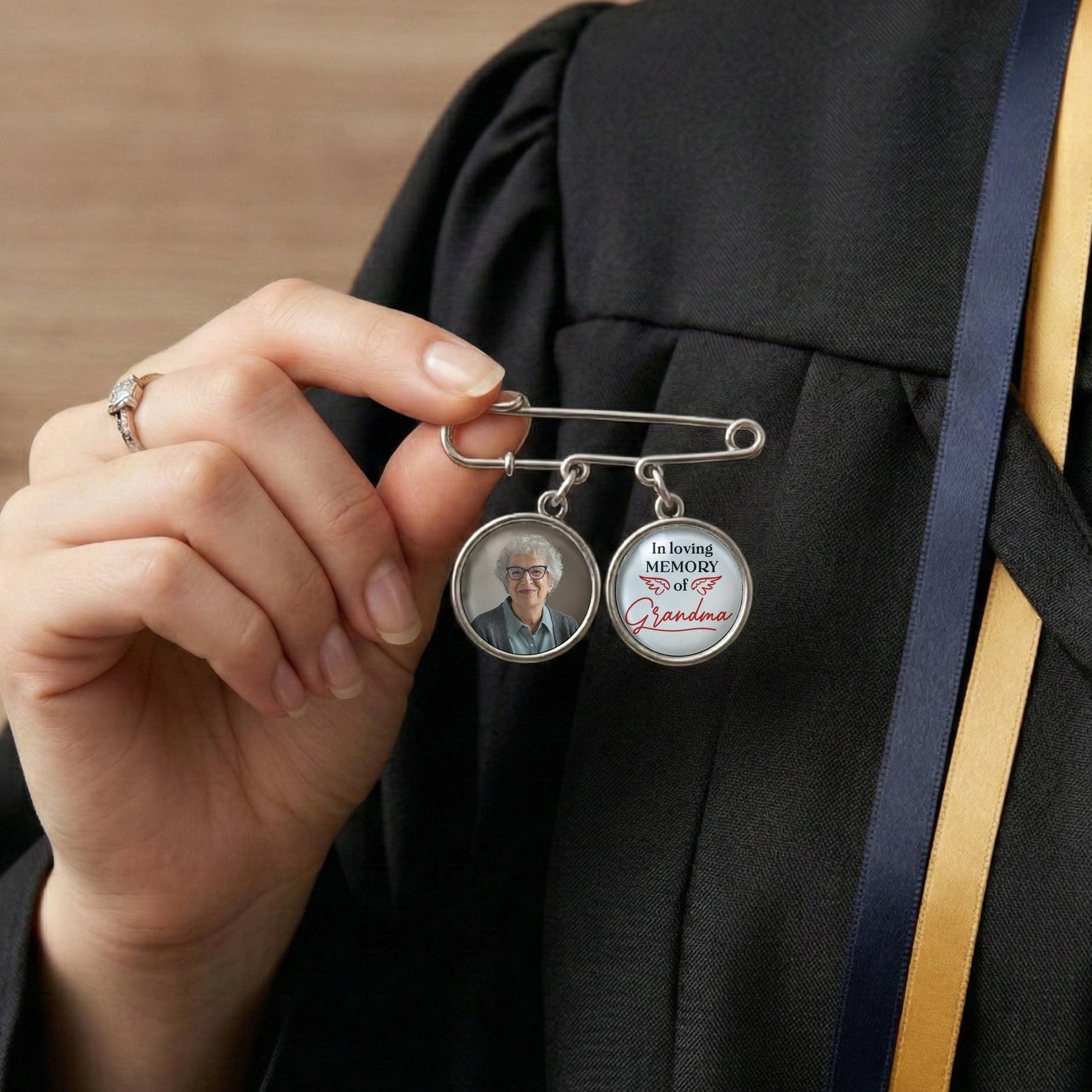 Memorial On Graduation Day - Personalized Lapel Pin With Charms