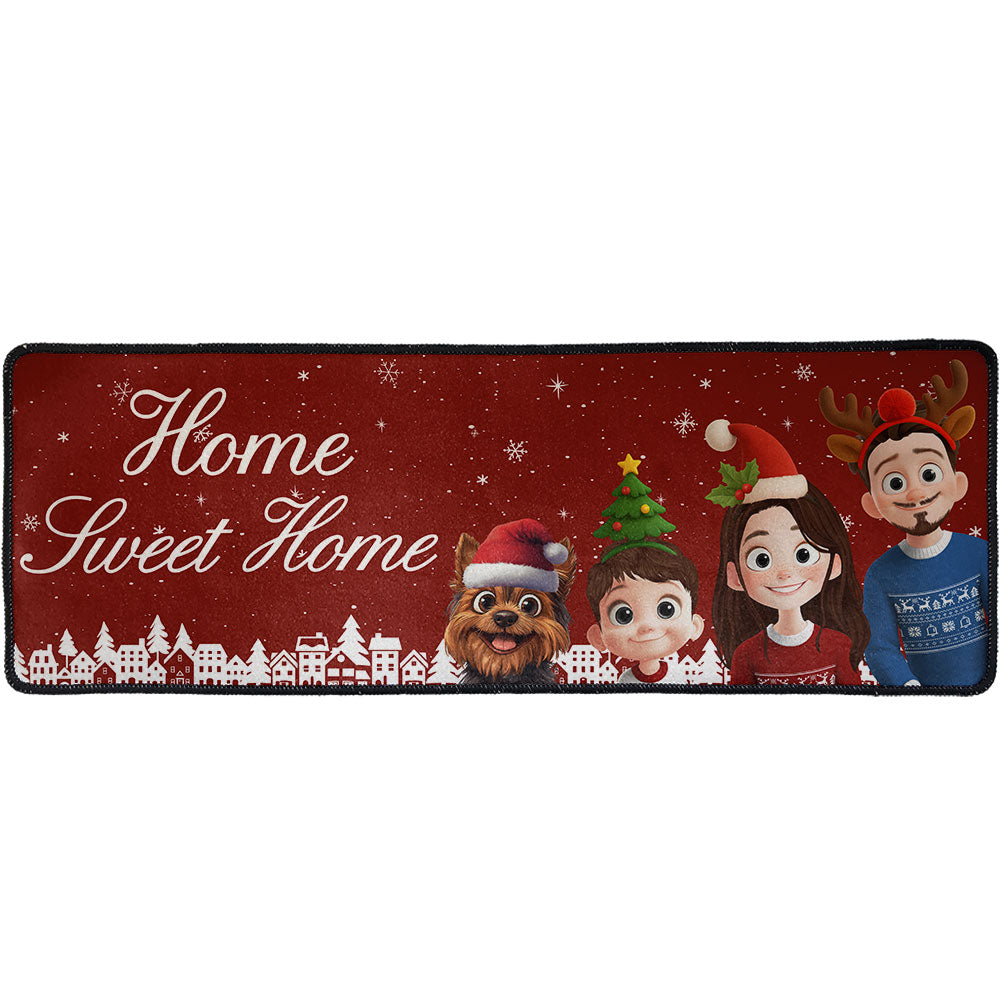Merry Christmas Home Sweet Home - Personalized Runner Rug