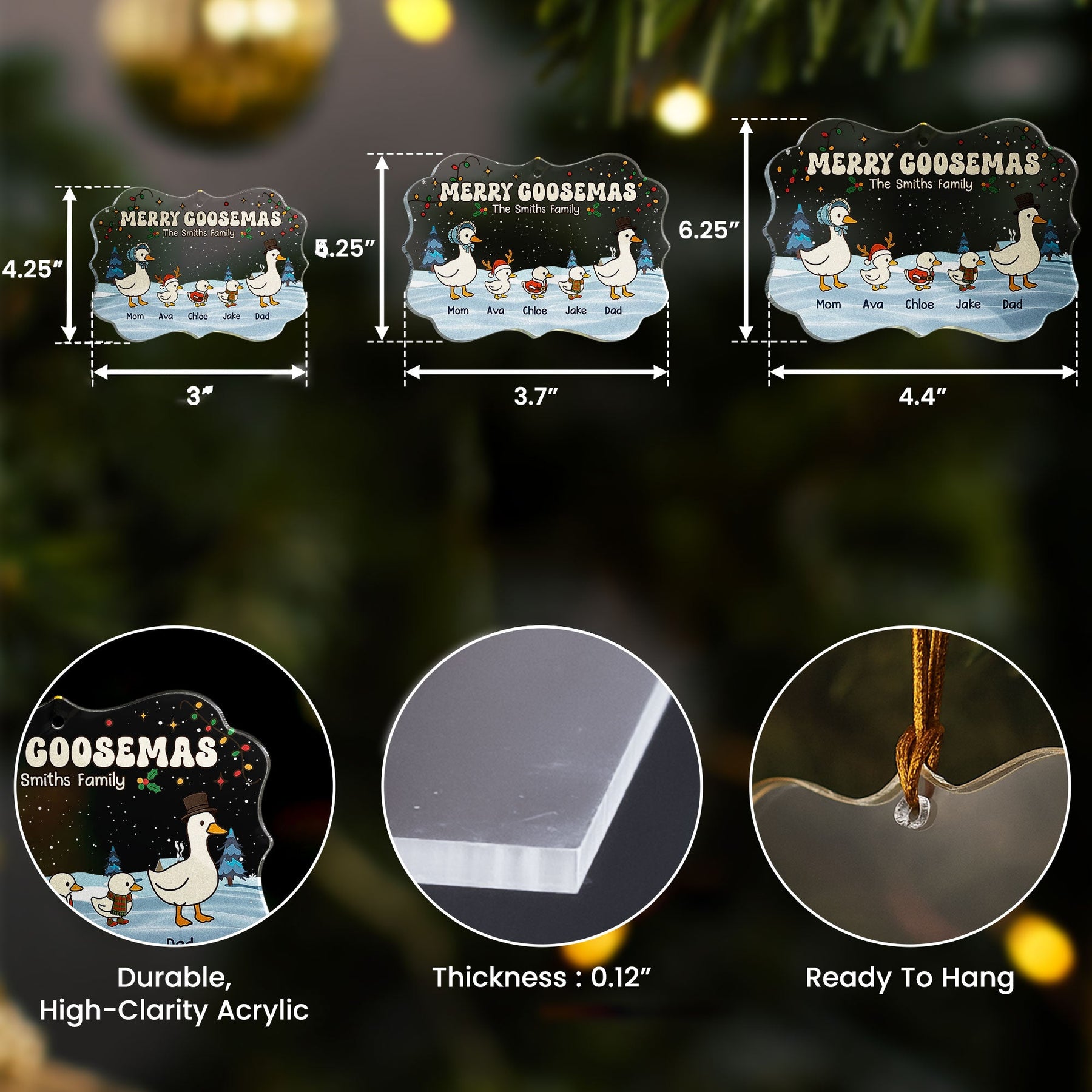 Merry Goosemas - Personalized Acrylic Ornament