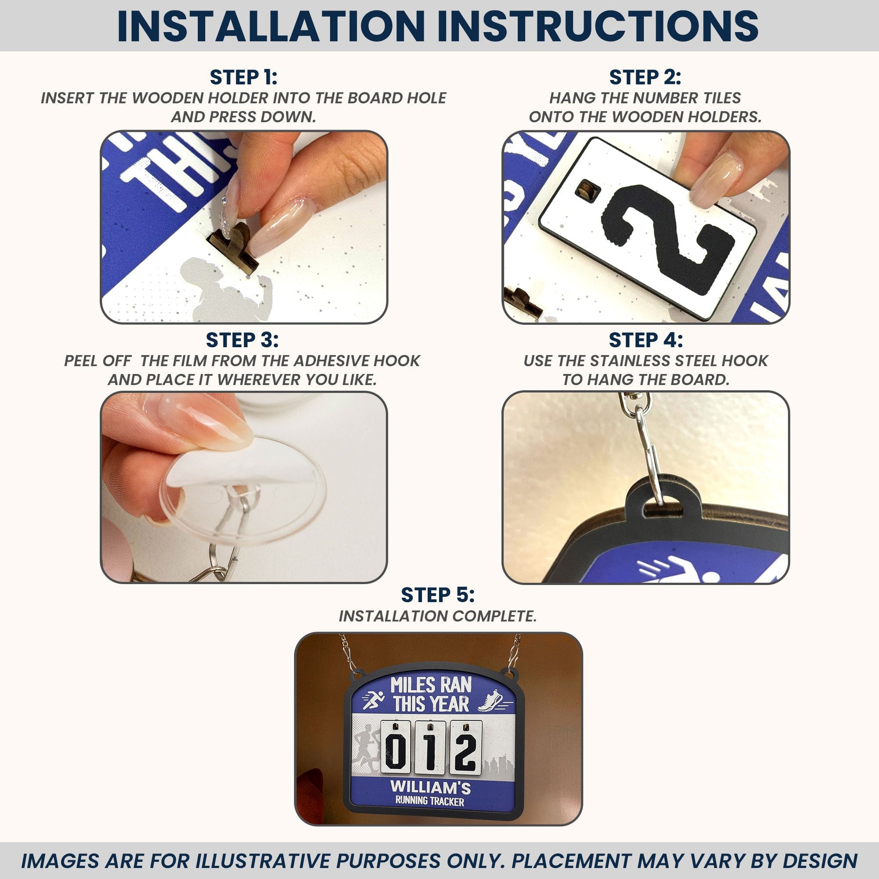 Miles Run This Year - Personalized Hanging Run Tracker