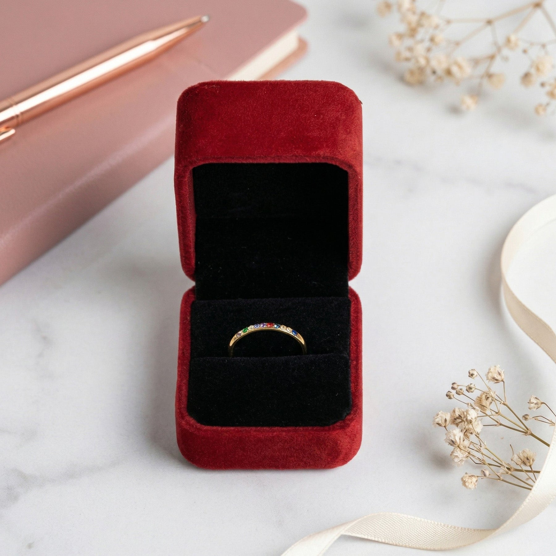 Minimalist Dainty Ring Stackable Ring Custom Birthstones Gift For Her - Personalized Ring