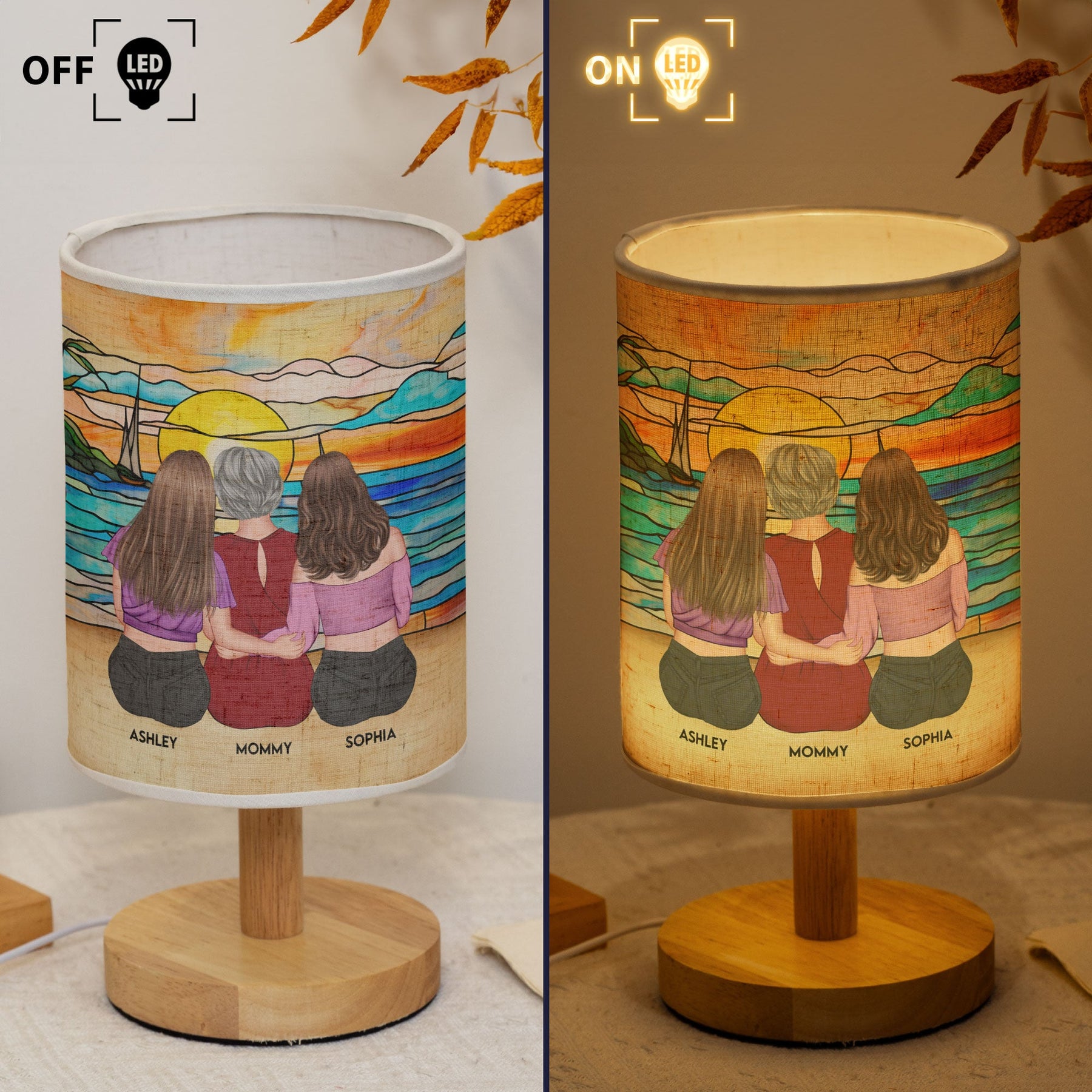 Mom And Her Children - Personalized Fabric Lamp