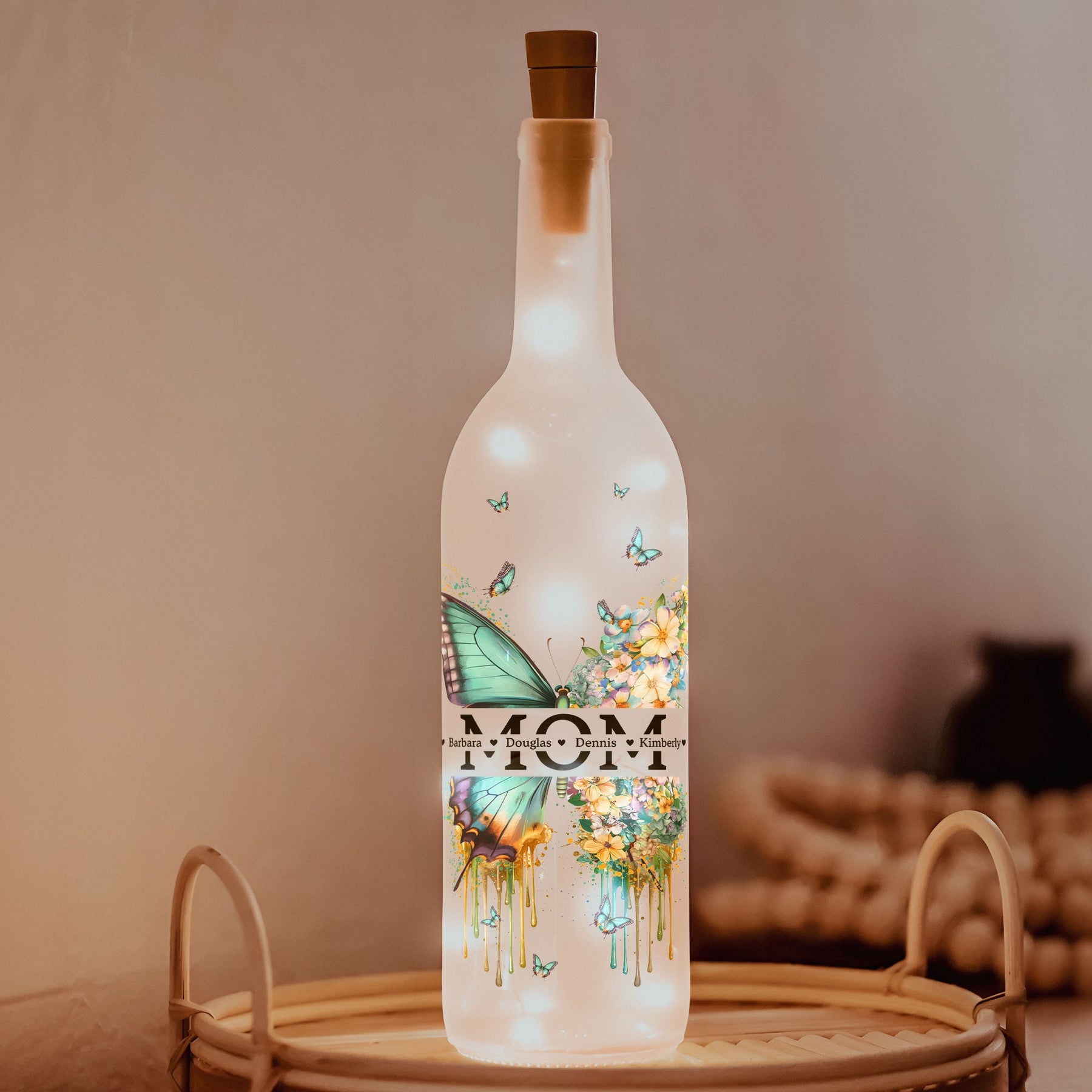 Mom Custom With Kids' Names - Personalized Bottle Lamp