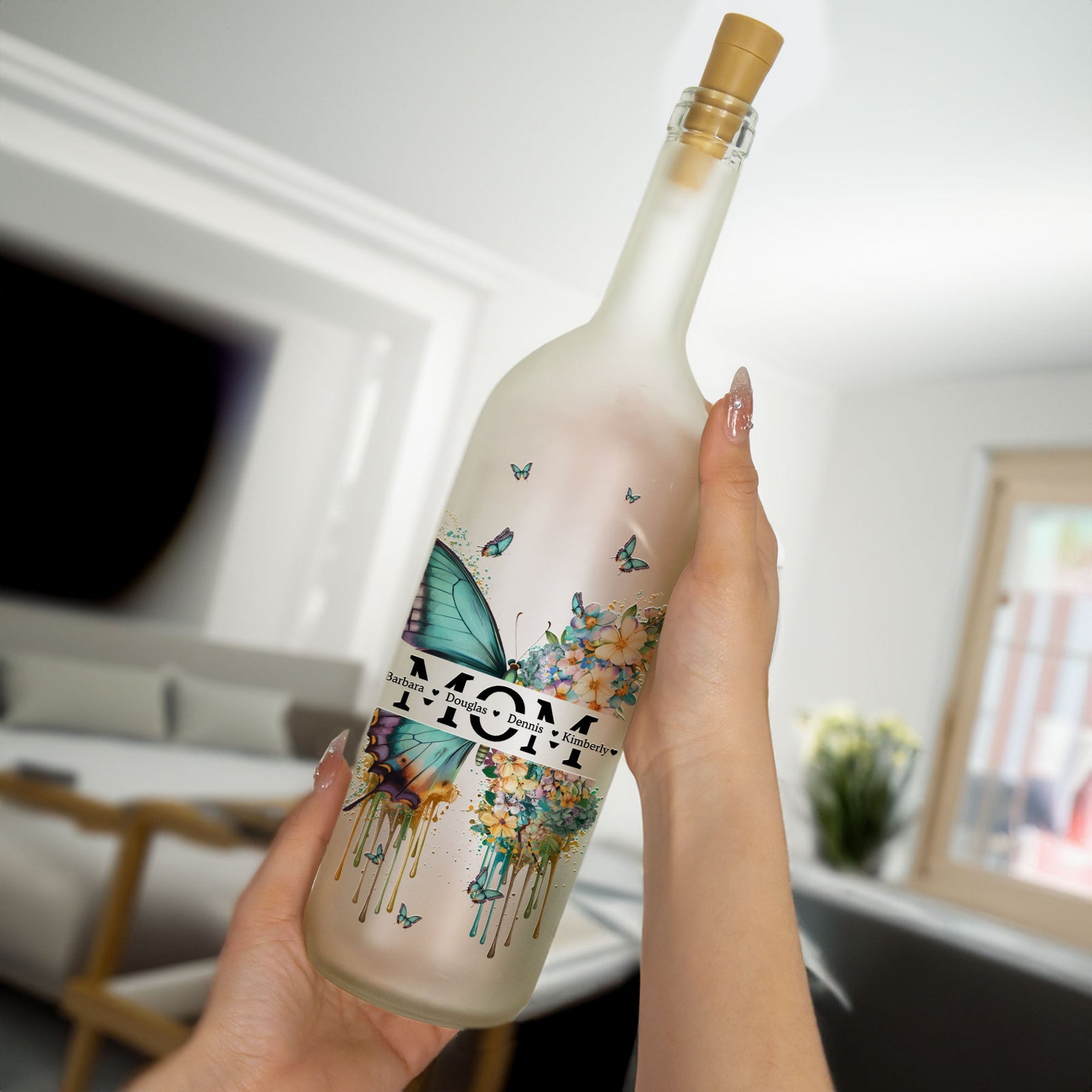 Mom Custom With Kids' Names - Personalized Bottle Lamp
