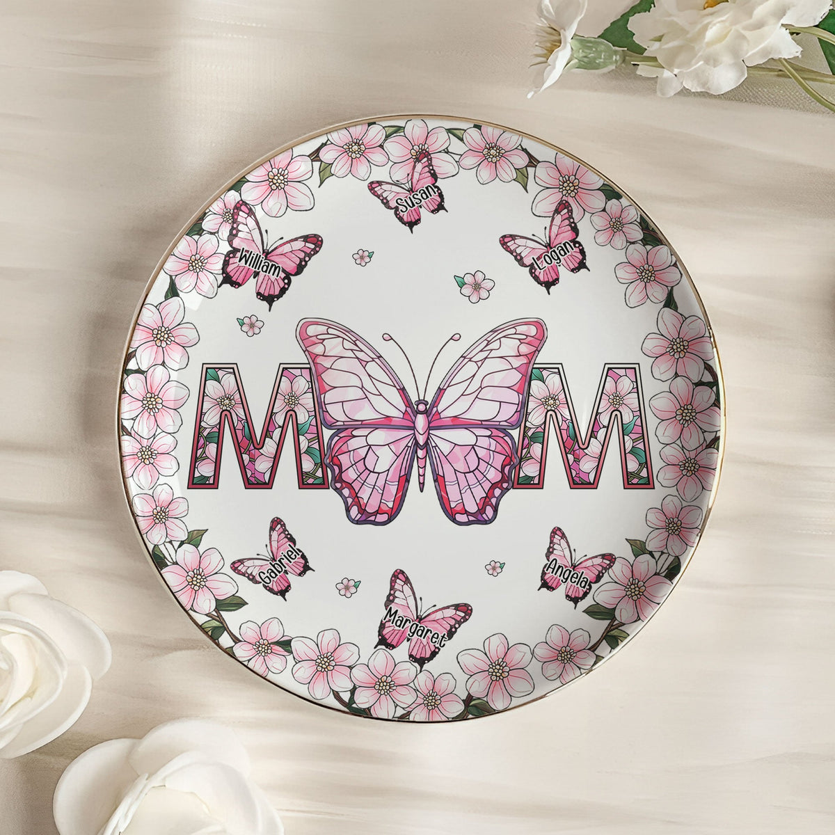 Mom Gifts Stained Glass Style - Personalized Jewelry Dish
