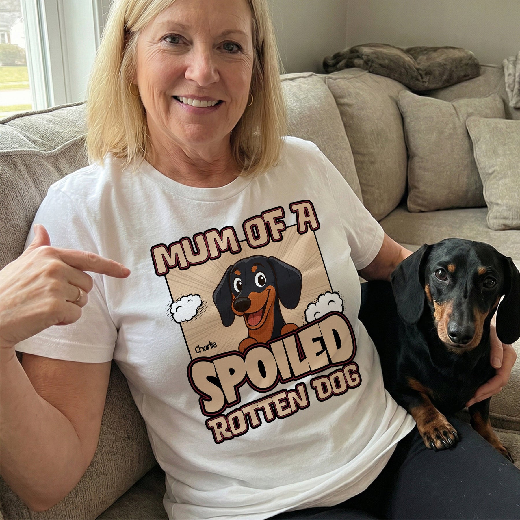 Mom Of A Spoiled Rotten Dog - Retro Dog Version - Personalized Shirt