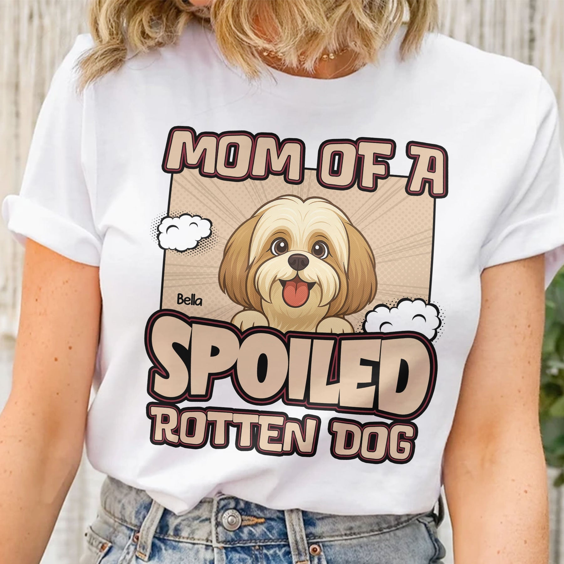 Mom Of A Spoiled Rotten Dog - Retro Dog Version - Personalized Shirt