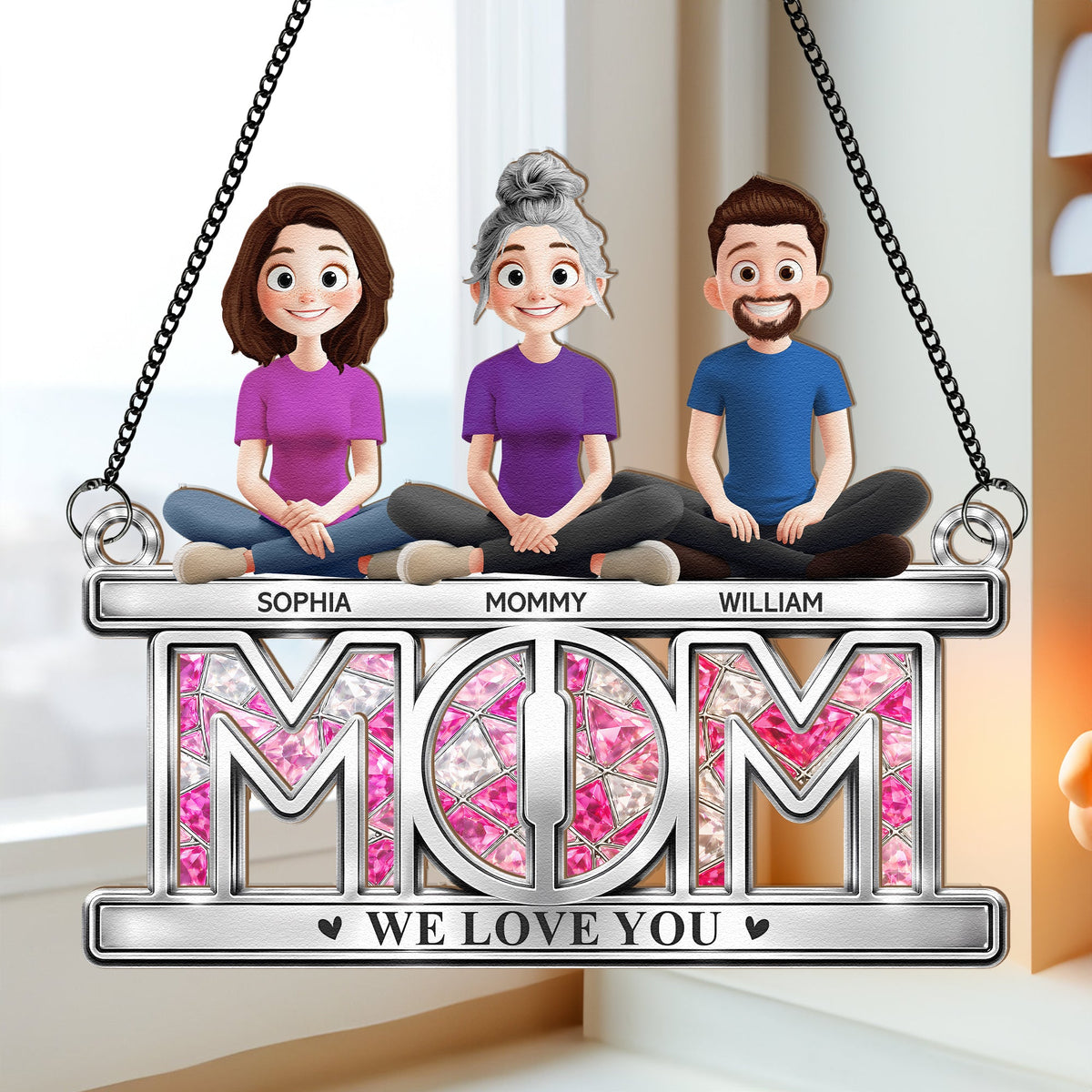 Mom We Love You - Personalized Window Hanging Suncatcher