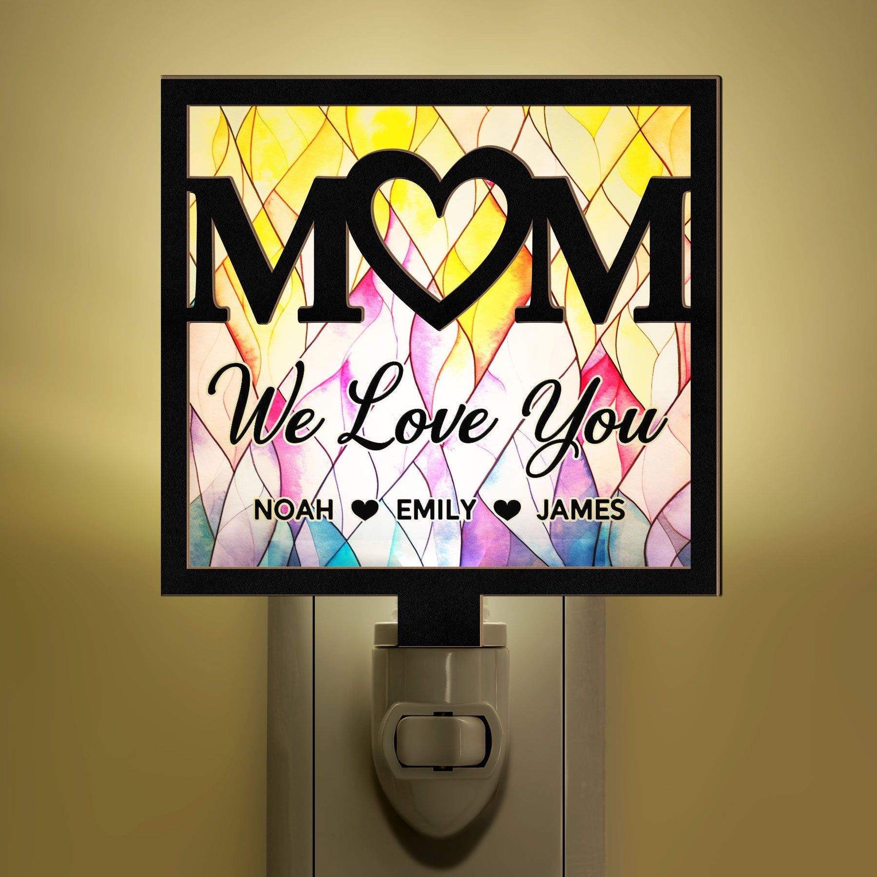 Mom We Love You - Personalized Wood And Acrylic Night Light