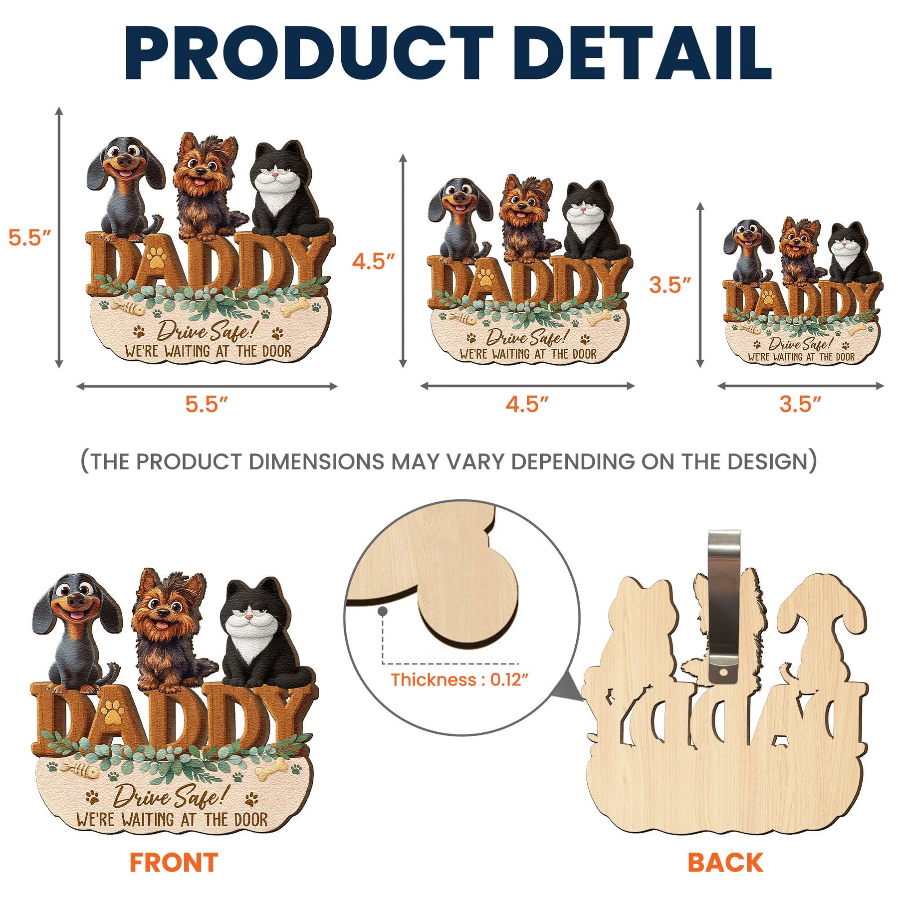 Mom, Dad Drive Safe! We’re Waiting At The Door - Personalized Wooden Car Visor Clip