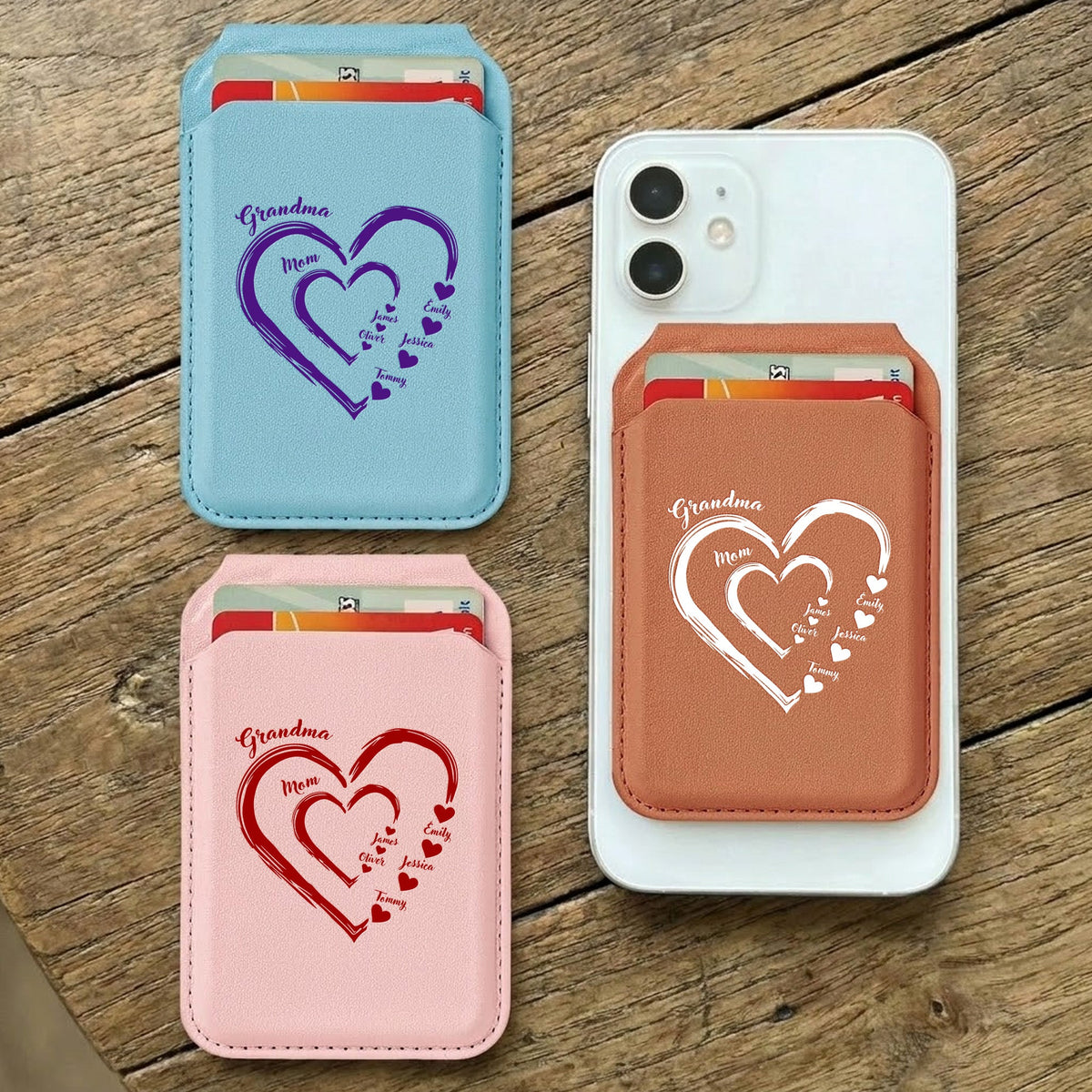 Mom, Grandma's Sweethearts - Personalized Wallet Compatible With Magsafe
