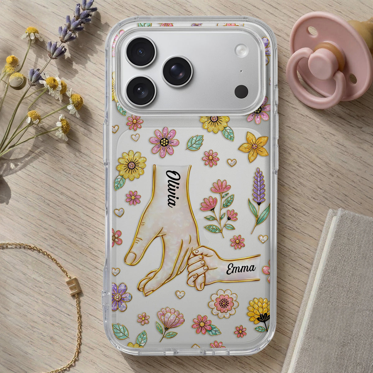 Mom Hands Holding Mother's Day Gift For Mom, Wife, Grandma - Personalized Phone Case