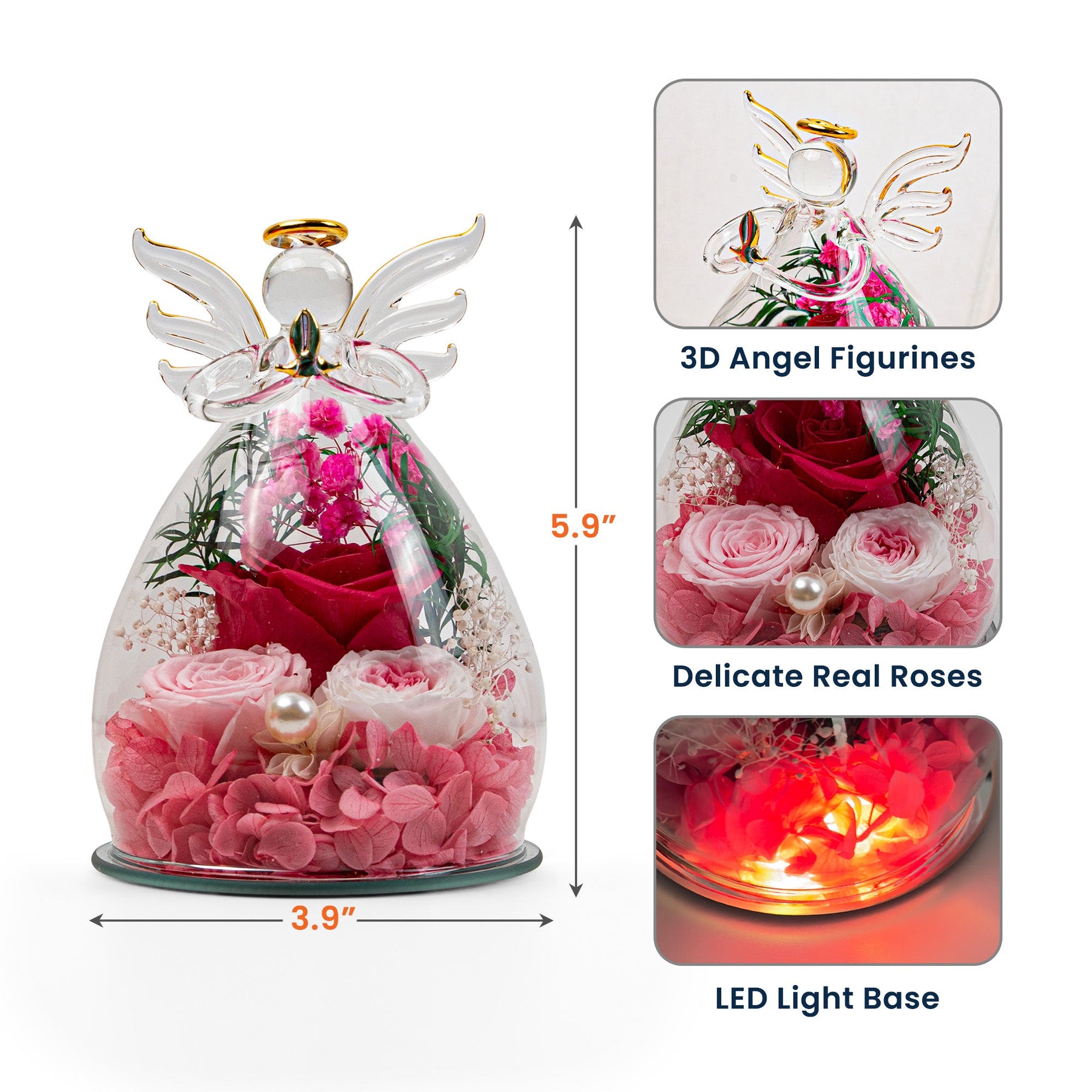Mom's Garden, Grandma's Garden - Custom Kids' Birth Flower - Personalized Flower In Glass Angel Figurines