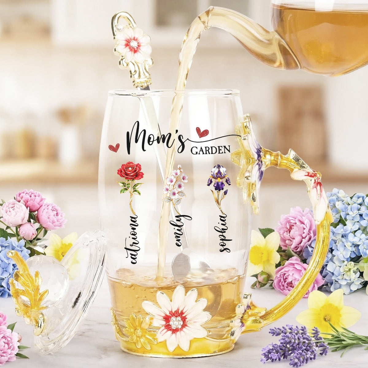Mom's Garden, Grandma's Garden - Custom Kids' Birth Flower - Personalized Glass Cup