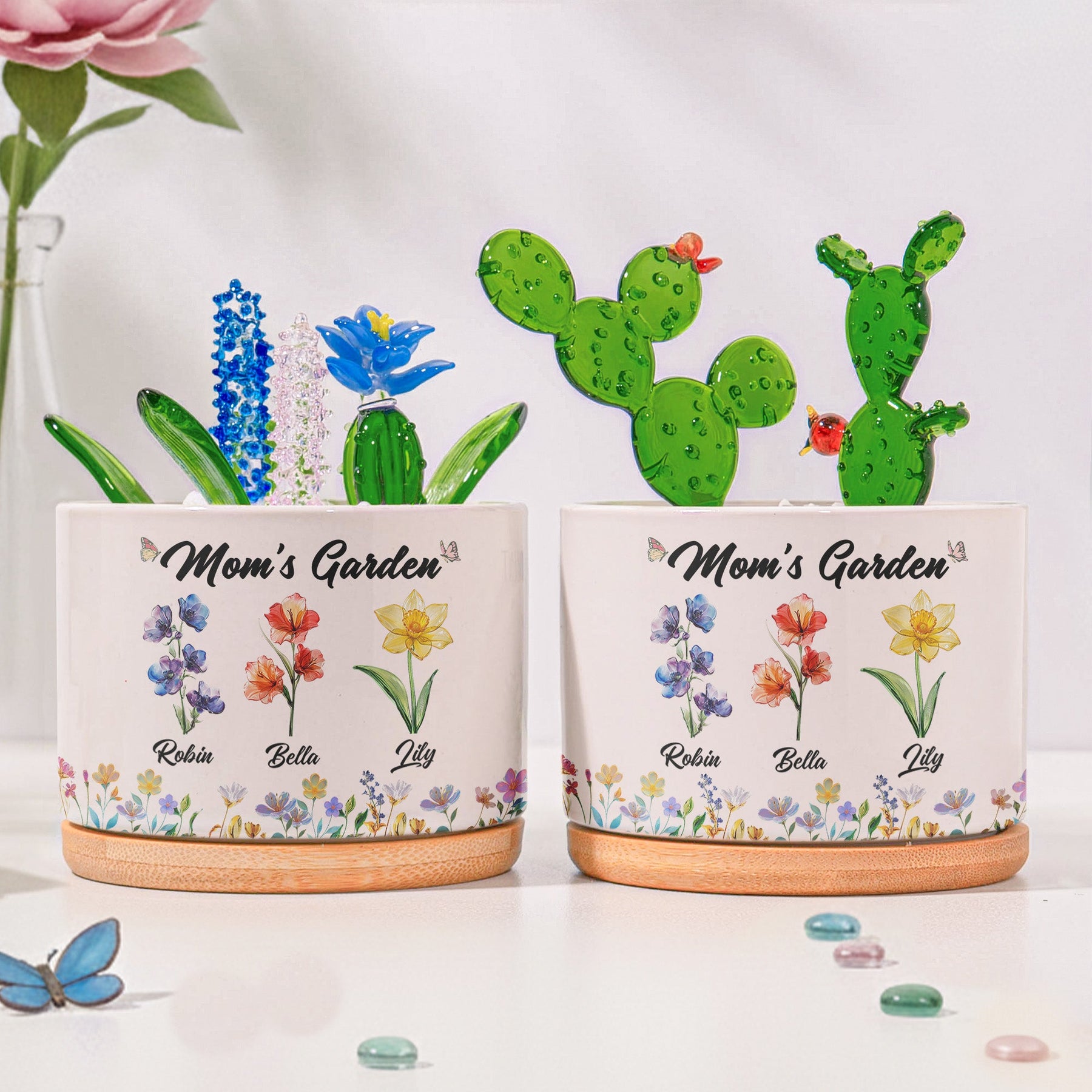 Mom's Garden, Grandma's Garden - Custom Kids' Birth Flower - Personalized Plant Pot