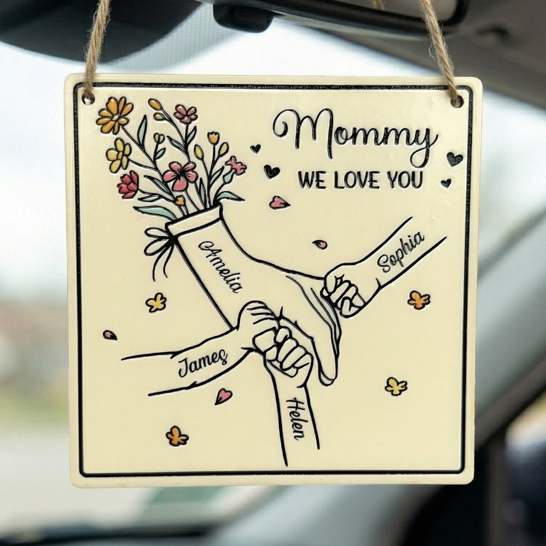 Mommy We Love You Hands Holding Mother's Day Gift For Her - Personalized Wood Sign
