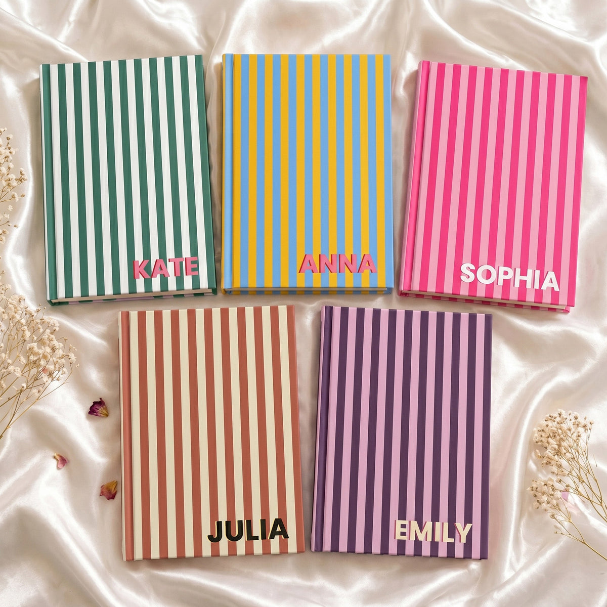 Monogram Striped Gratitude Or Company Gift, Wedding Bridal Party Gift - Personalized Journal
