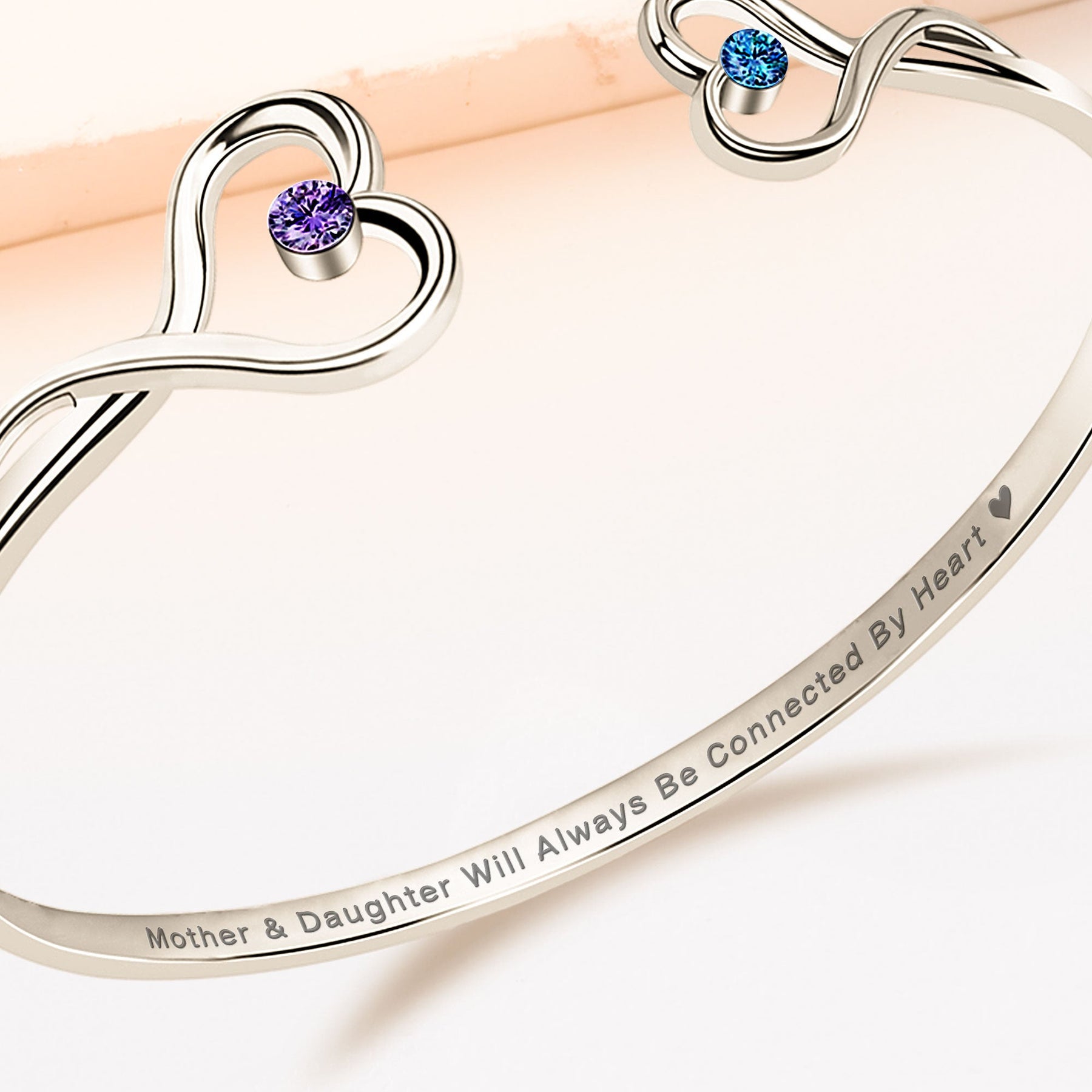 Mother And Daughter Will Always Be Connected By Heart - Personalized Heart Bracelet