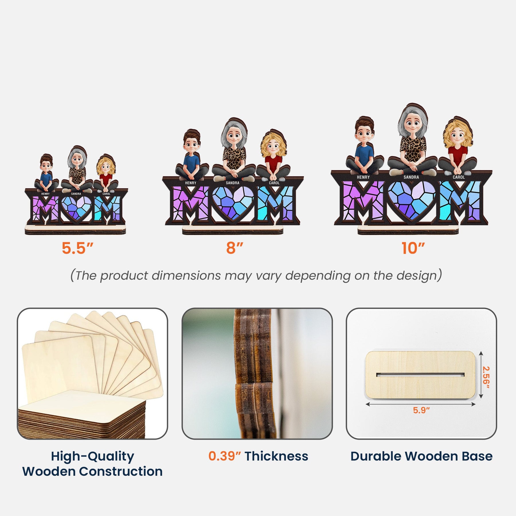 Mother & Children Mother's Day Gift For Wife, Mum, Mom - Personalized Wooden Plaque
