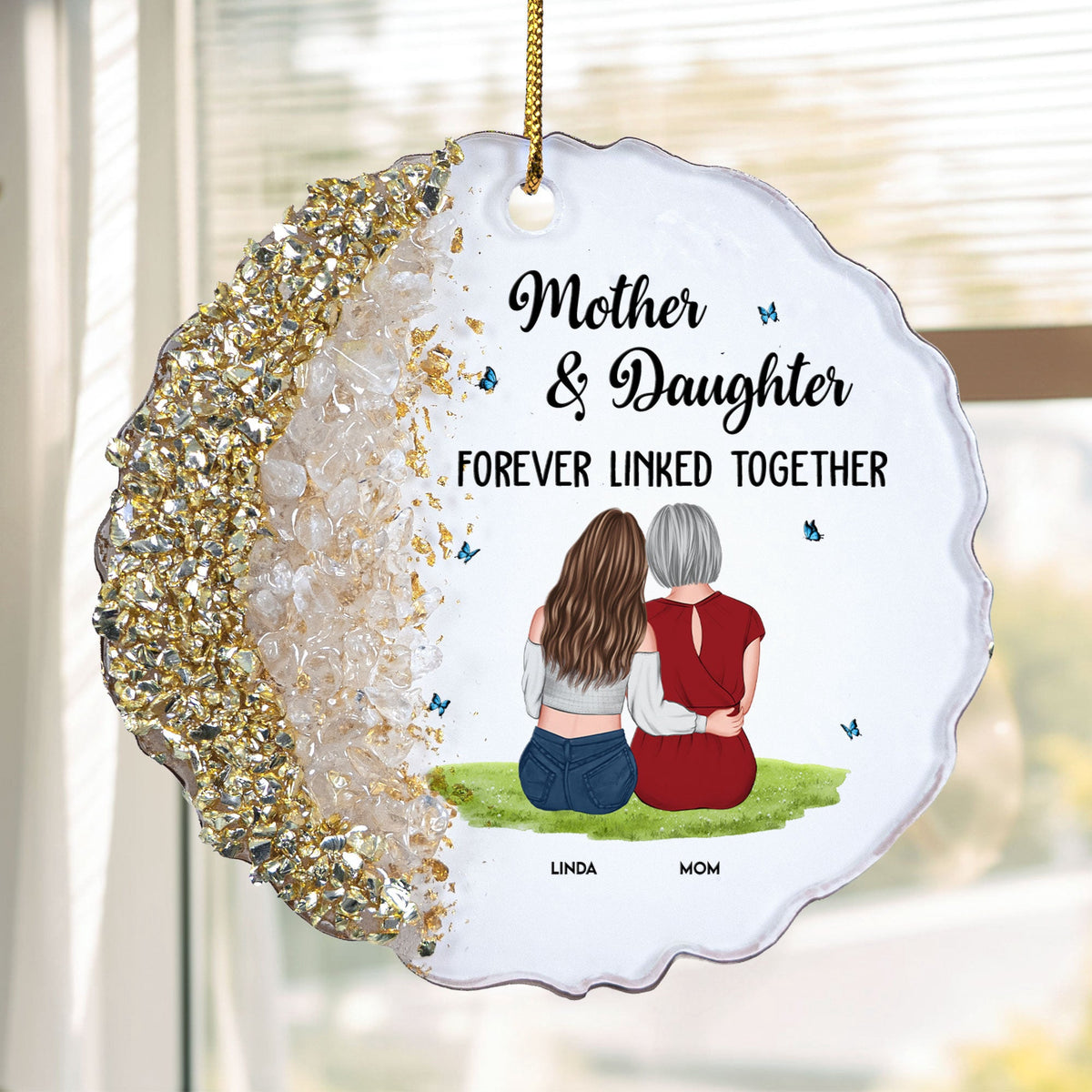 Mother & Daughter Forever Linked Together - Personalized Resin Ornament