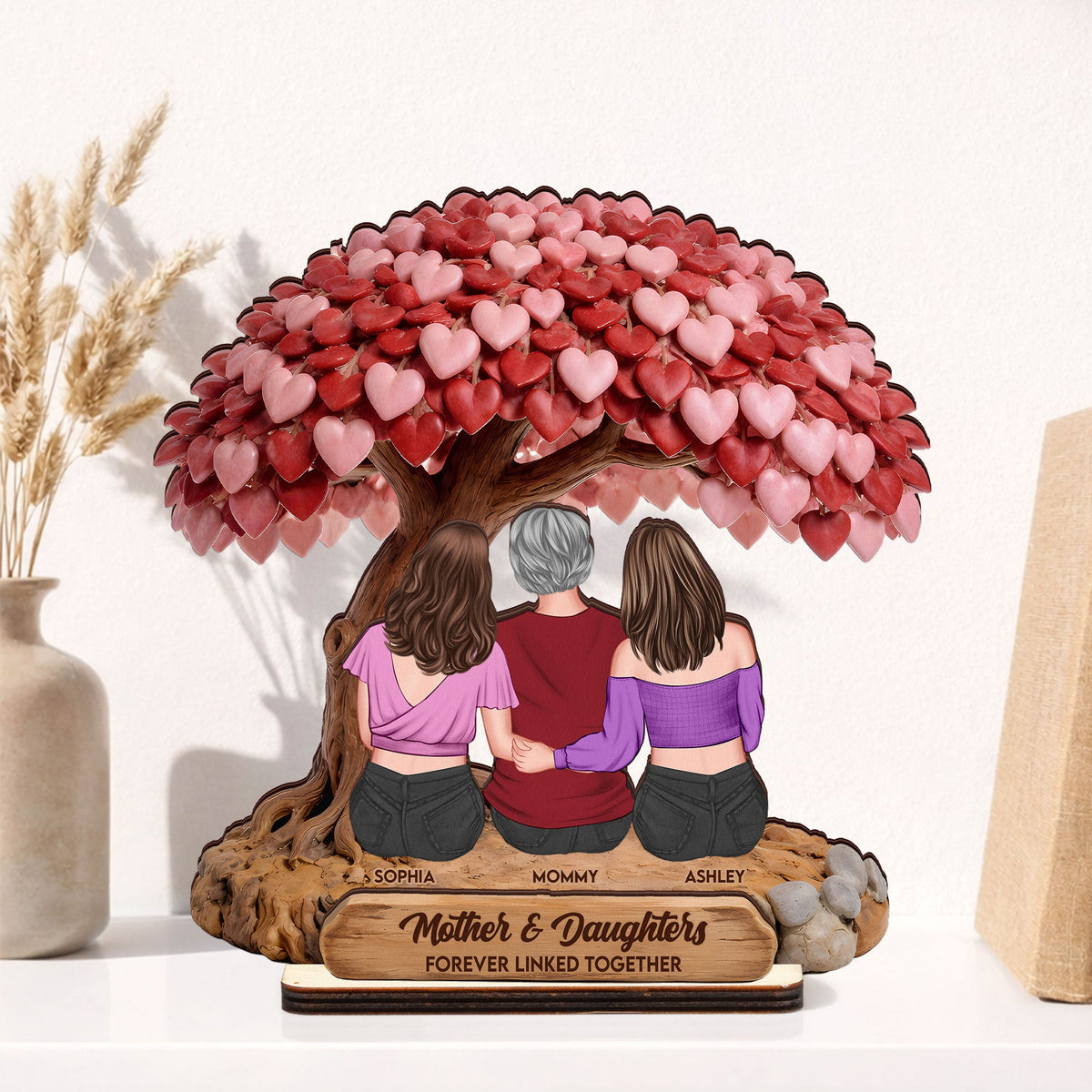 Mother & Daughter Forever Linked Together - Personalized Wooden Plaque