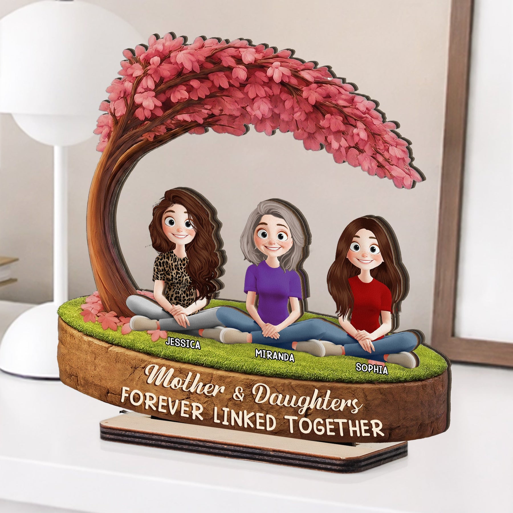 Mother & Daughters Forever Linked Together Mother's Day Gift For Mom - Personalized Wooden Plaque