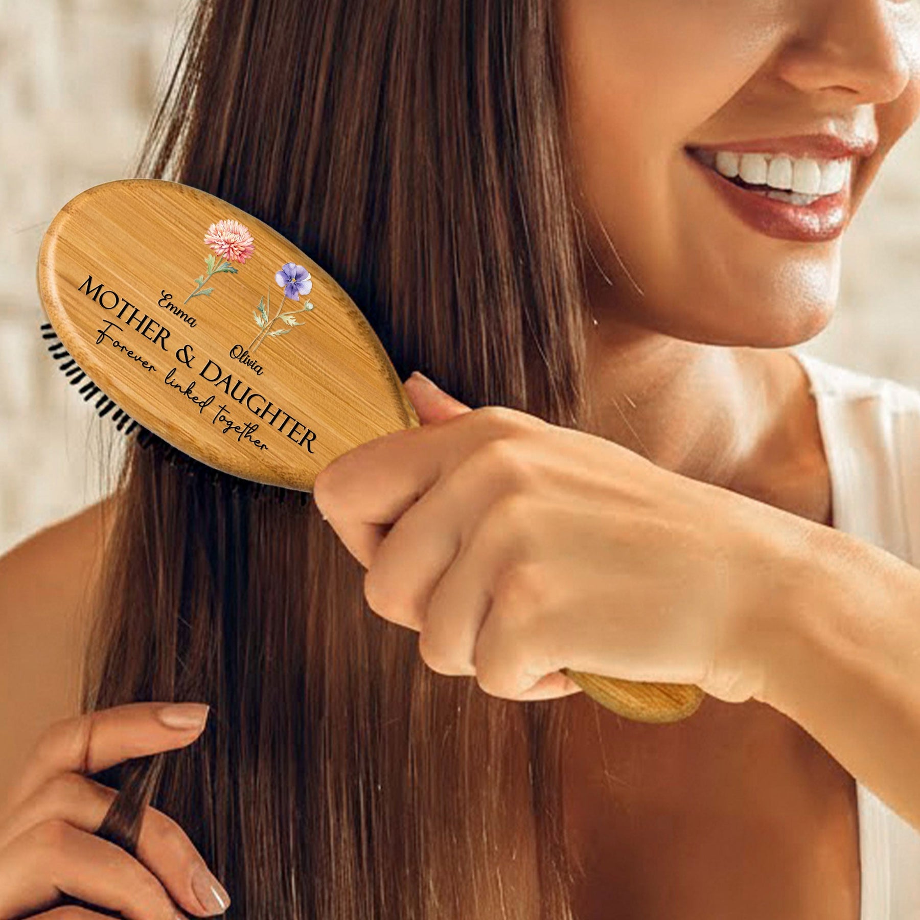 Mother & Daughters Forever Linked Together Mother's Day Gift - Personalized Hair Brush