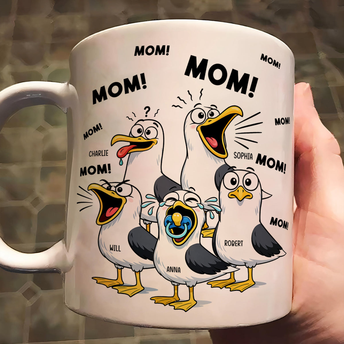 Mother's Day Gifts, Funny Mommy Mug - Mom Mom Mom Seagull - Personalized Mug