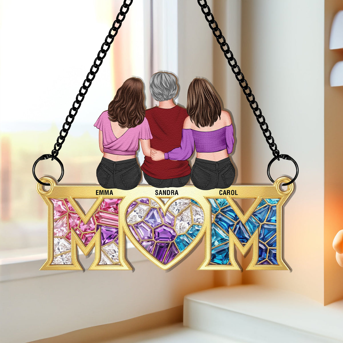 Mother's Day Gift For Mom New Version - Personalized Window Hanging Suncatcher