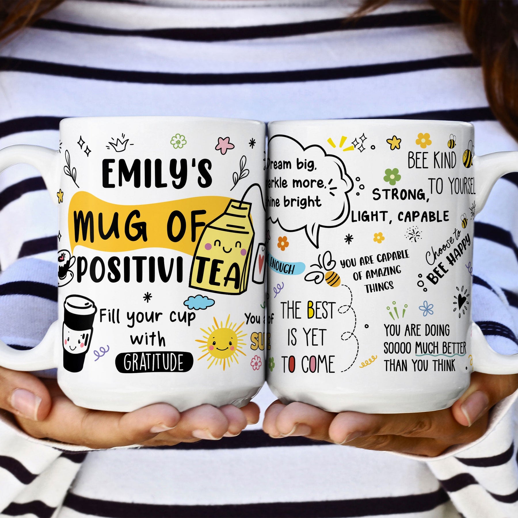 Motivational Mug - Mug Of Positivitea - Gifts For Friend, Daughter, Mom, Sister - Personalized Mug