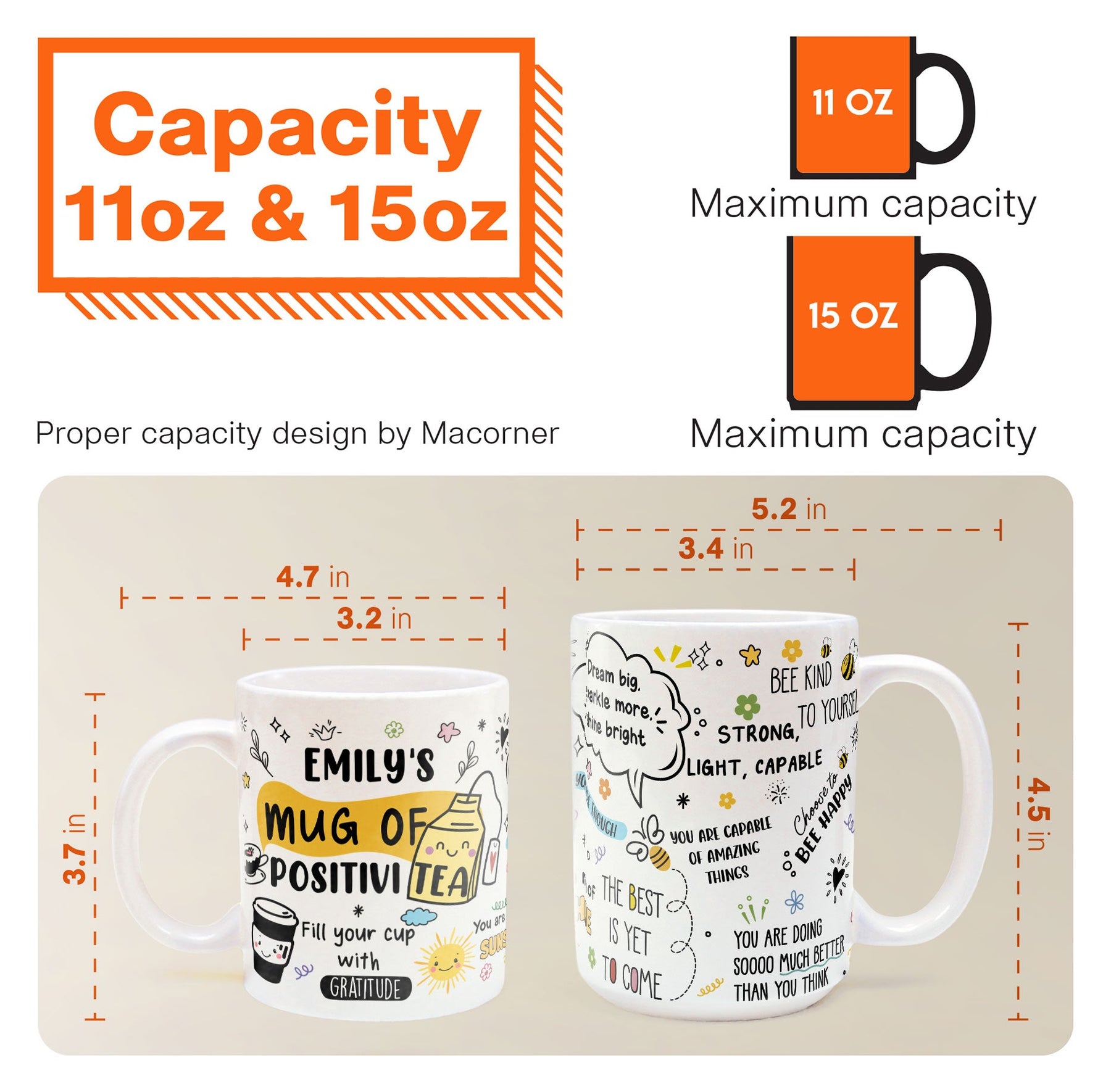 Motivational Mug - Mug Of Positivitea - Gifts For Friend, Daughter, Mom, Sister - Personalized Mug