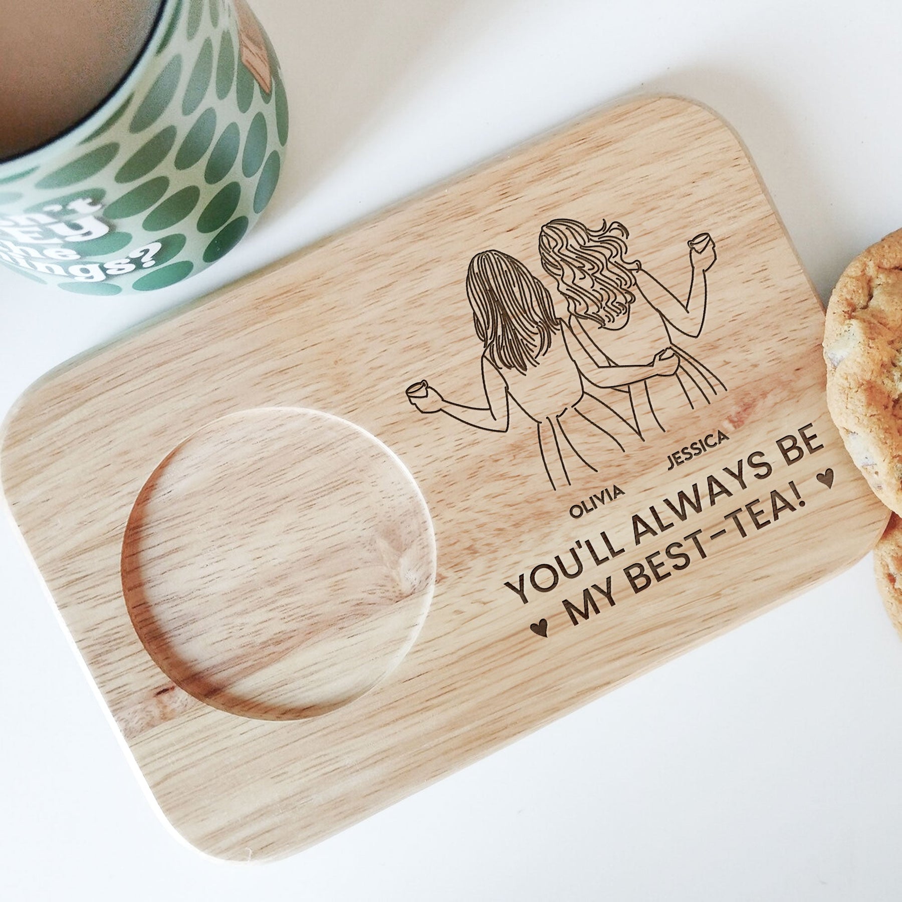 My Best-Tea - Custom Engraved Wooden Tea & Biscuit Board