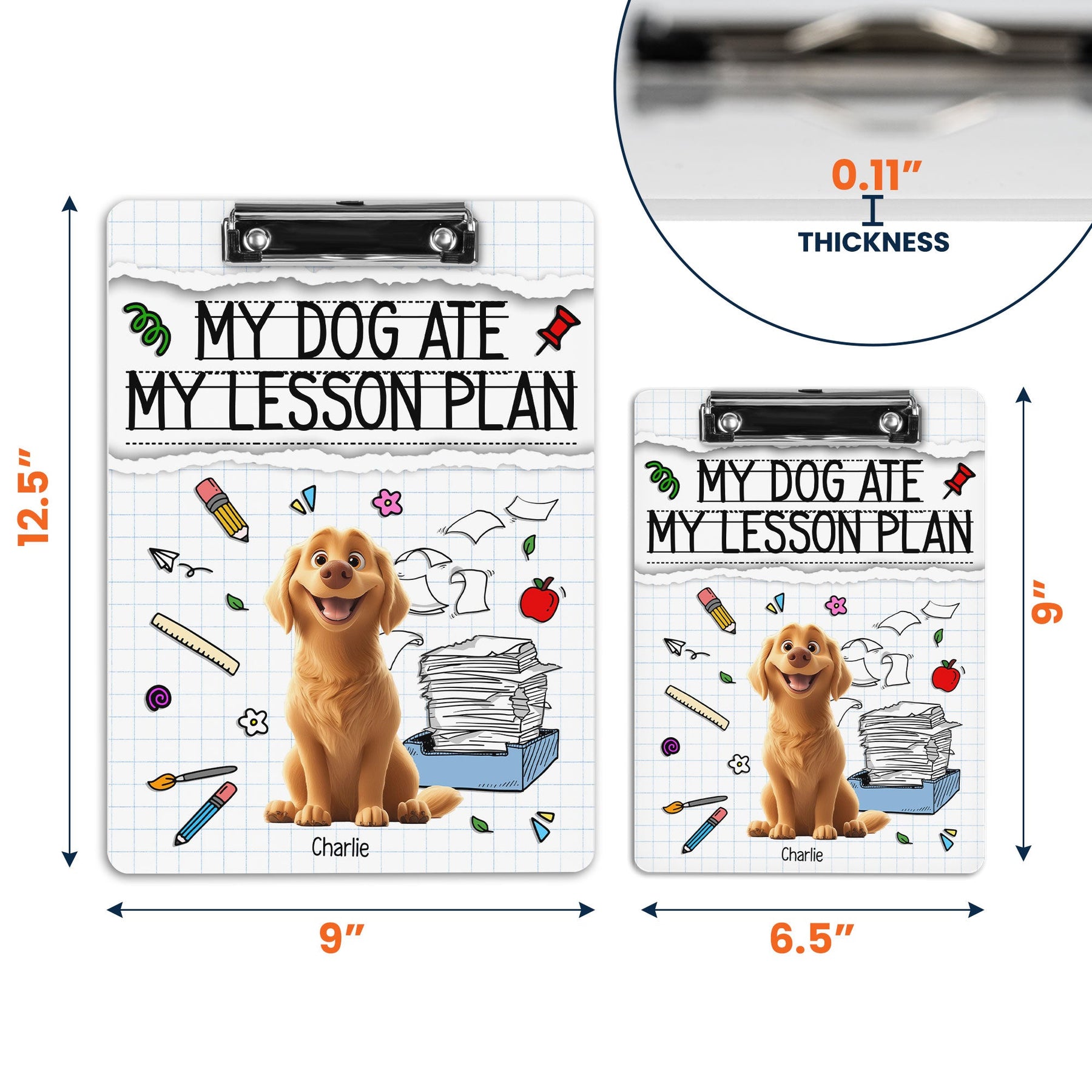 My Dog Ate My Lesson Plan Teacher Back To School - Personalized Acrylic Clipboard