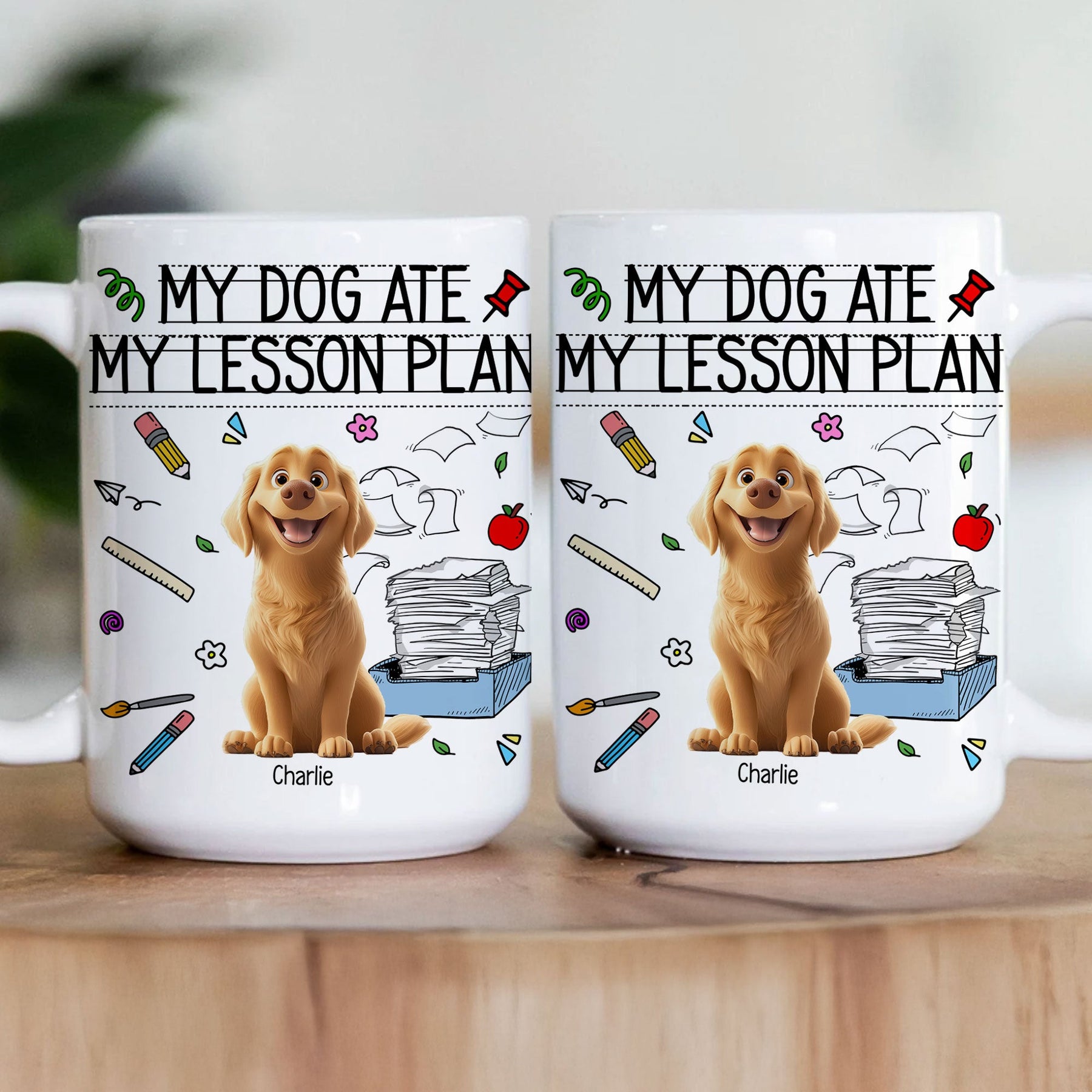 My Dog Ate My Lesson Plan Funny Gift For Teacher Back To School - Personalized Mug