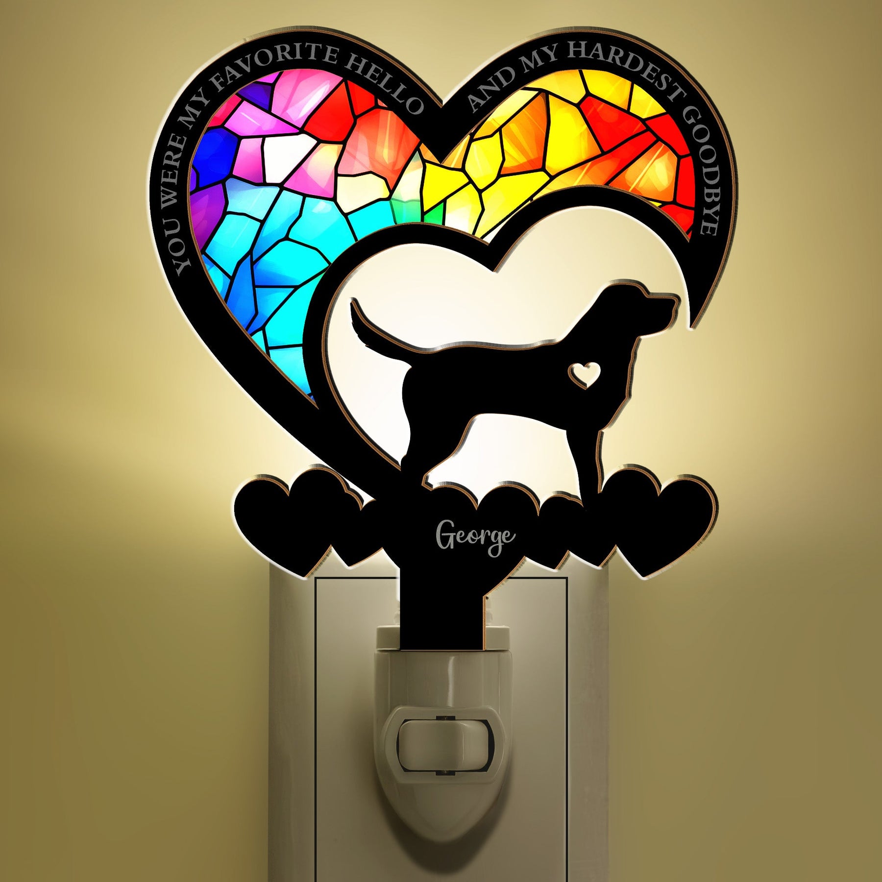 My Favorite Hello And My Hardest Goodbye - Personalized Wood And Acrylic Night Light