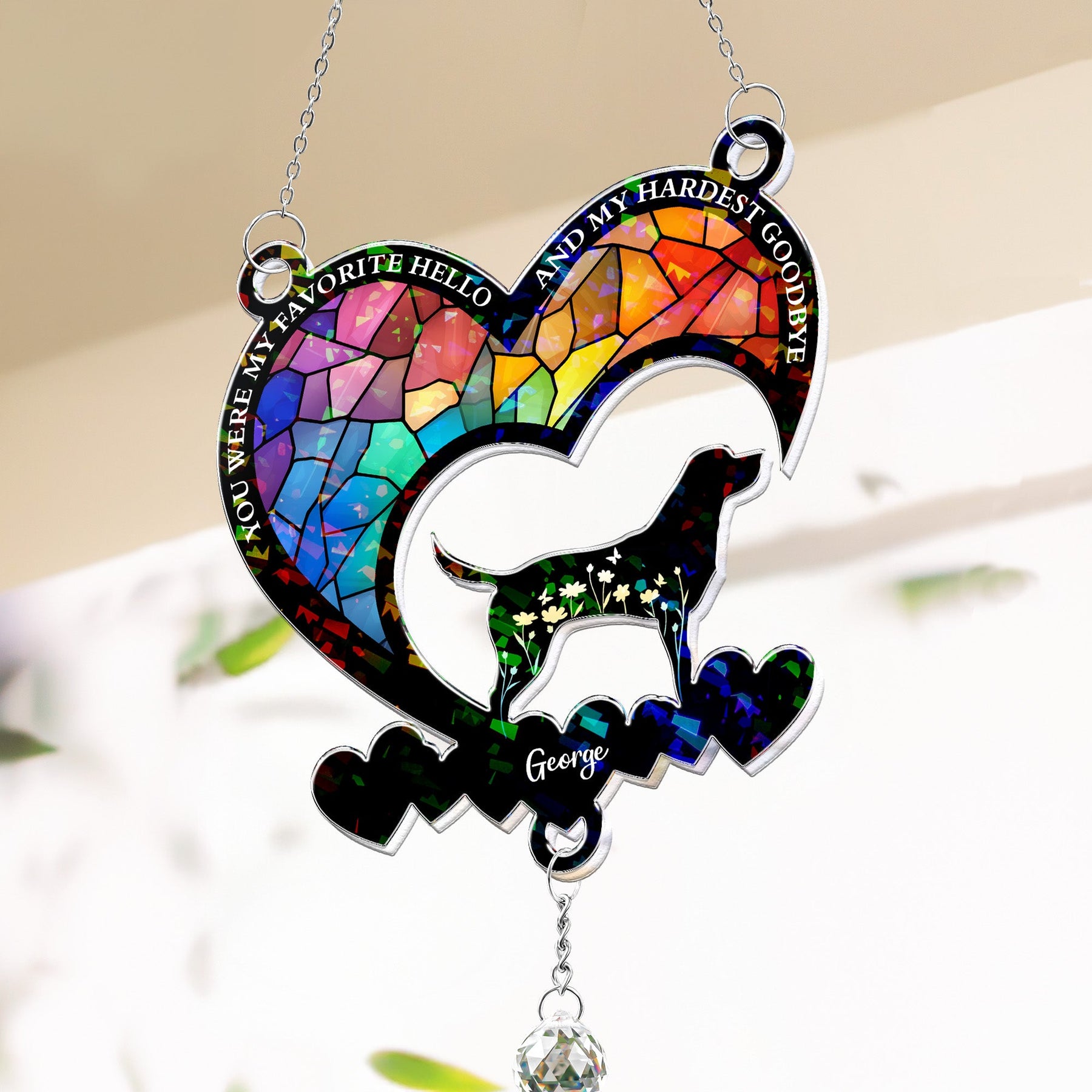 My Favorite Hello & Hardest Goodbye - Personalized Acrylic Suncatcher With Crystal Ball Prism