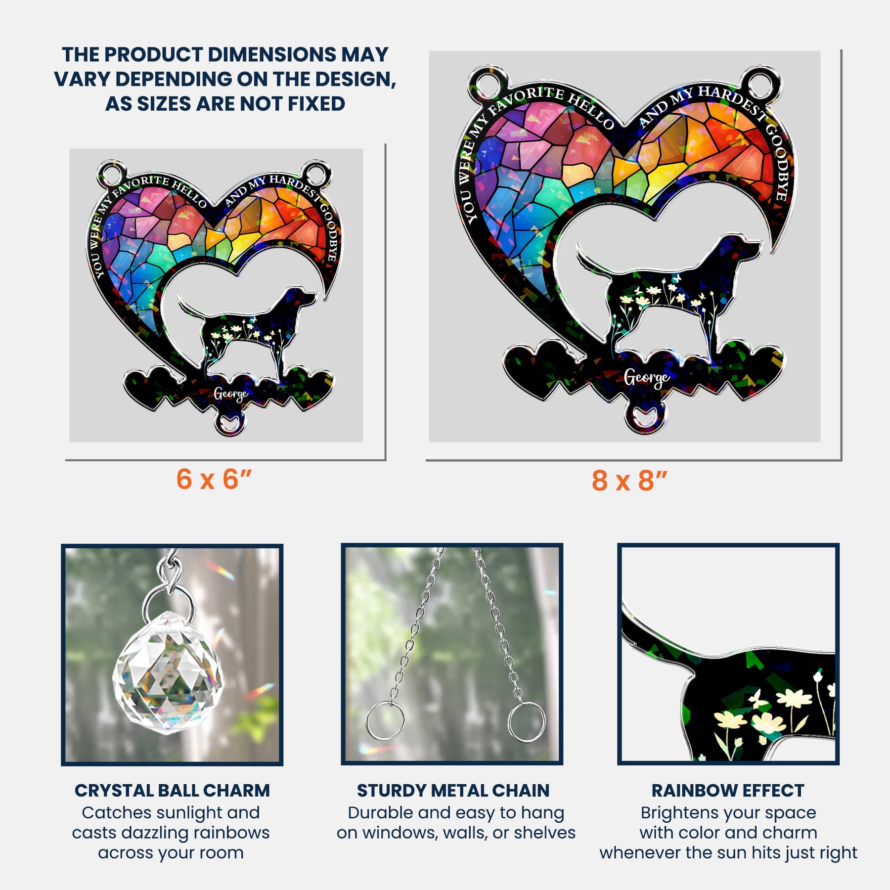 My Favorite Hello & Hardest Goodbye - Personalized Acrylic Suncatcher With Crystal Ball Prism