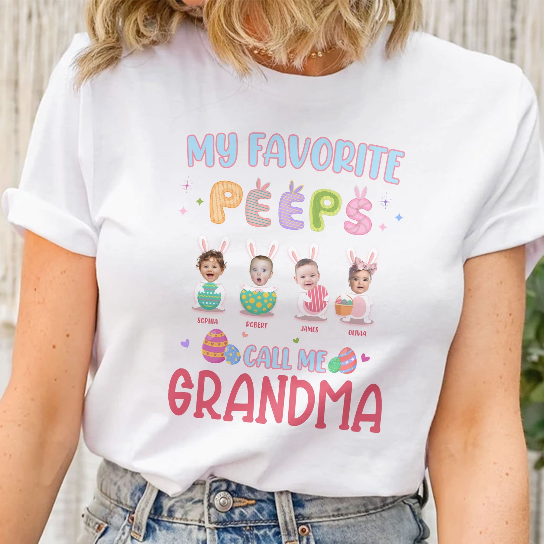 My Favorite Peeps Call Me Grandma - Personalized Photo Shirt