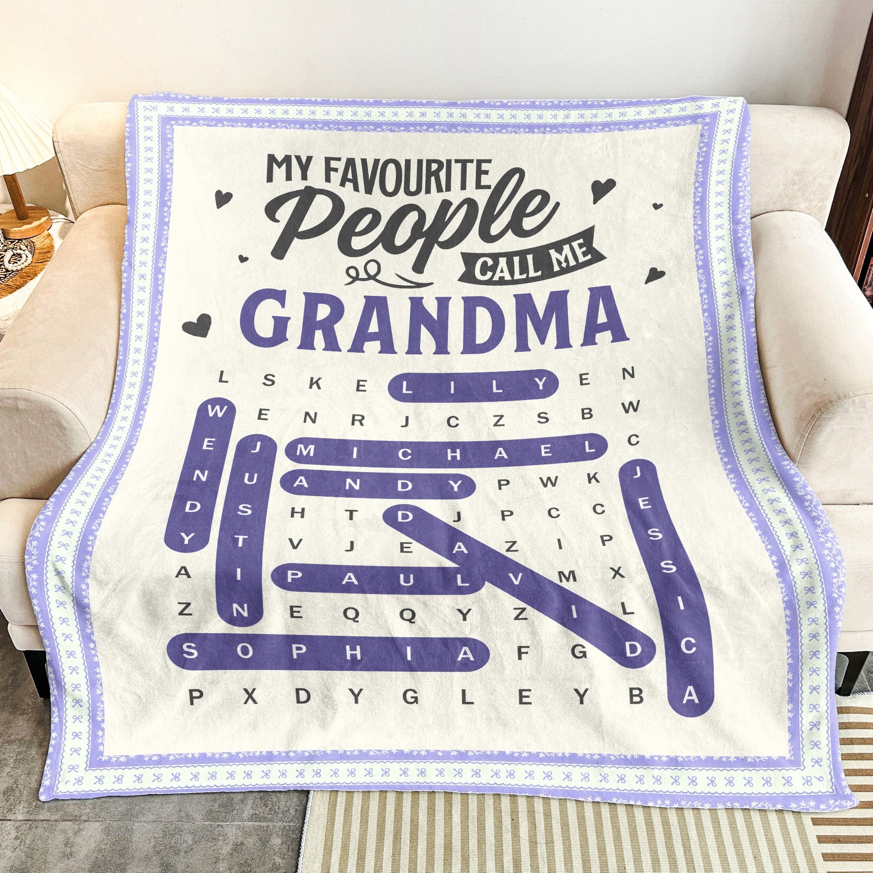 My Favorite People Call Me Grandma Word Search Puzzle - Personalized Blanket