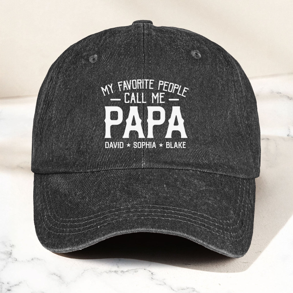 My Favorite People Call Me Papa Kid, Grandkid Name - Personalized Distressed Denim Cap