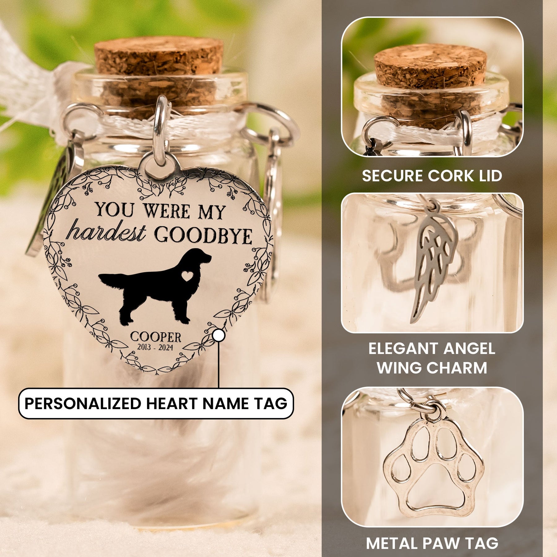 My Hardest Goodbye - Personalized Pet Fur Memorial Jar