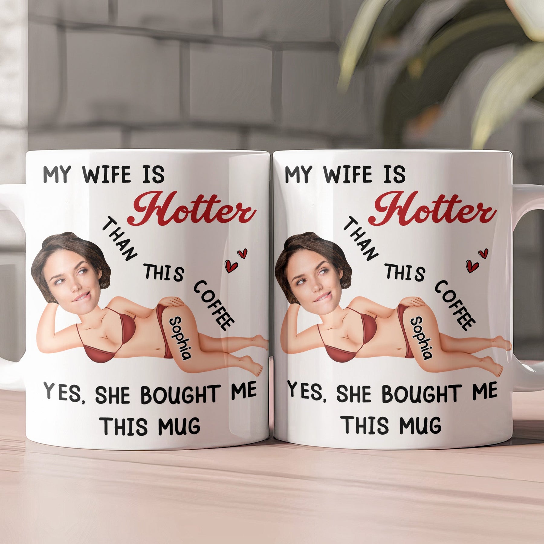 My Husband, Wife Is Hotter Than This Coffee - Personalized Photo Mug