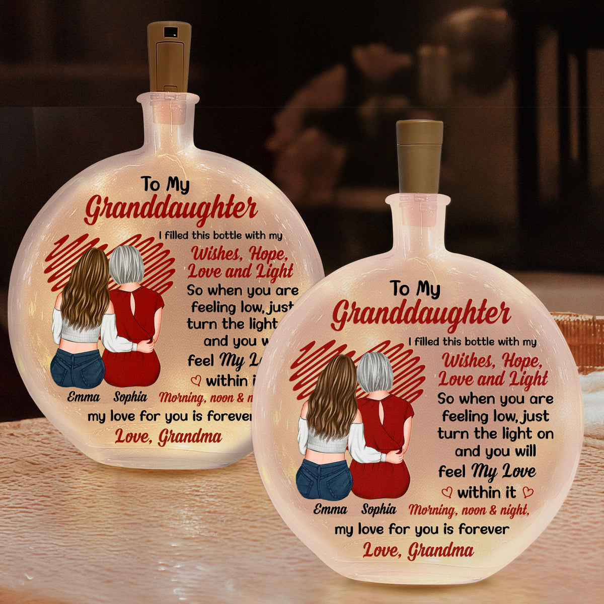 My Love For You Is Forever Gift For Her - Personalized Round Flat Bottle Light