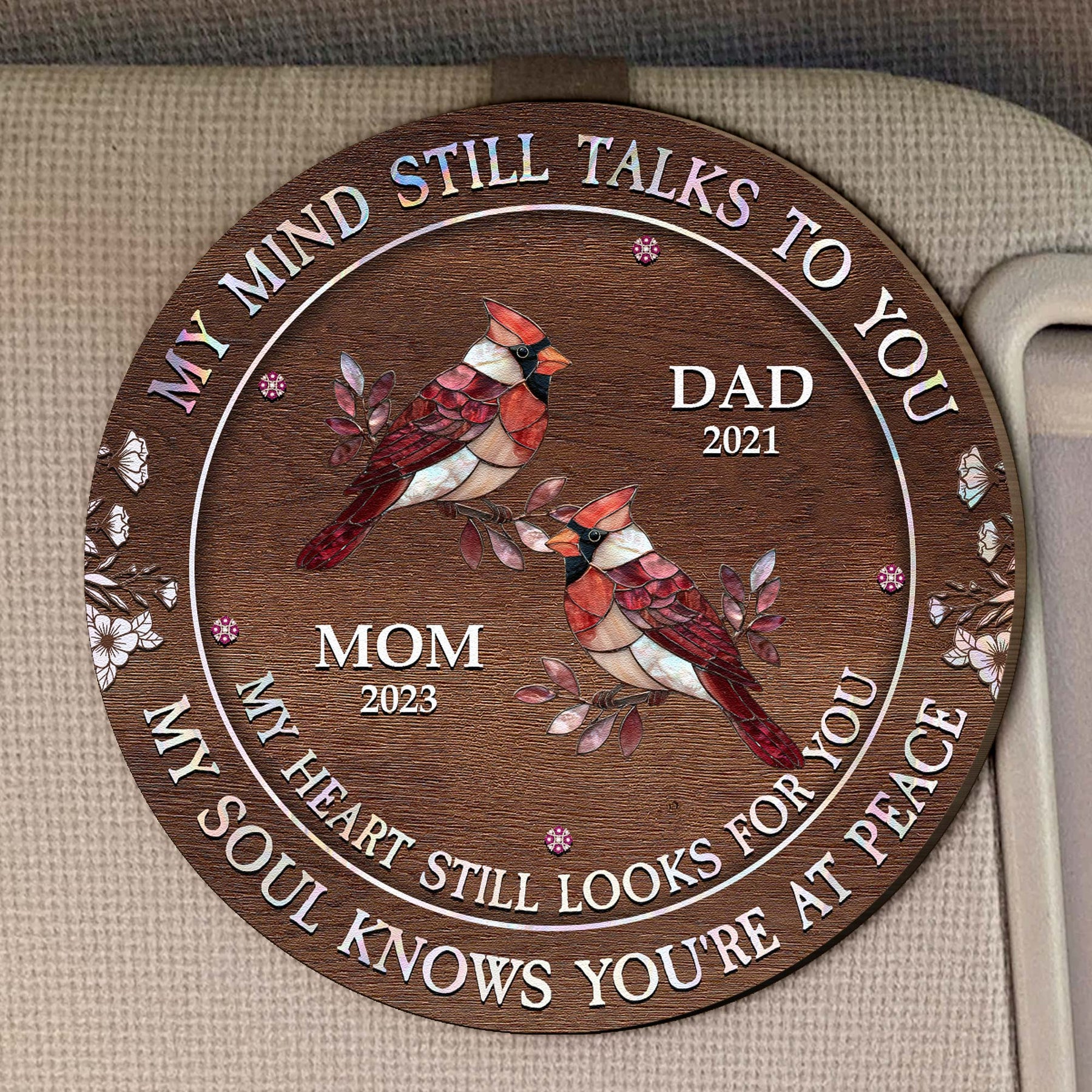 My Mind My Heart My Soul Butterfly Cardinal Ver - Personalized Wooden Car Visor Clip