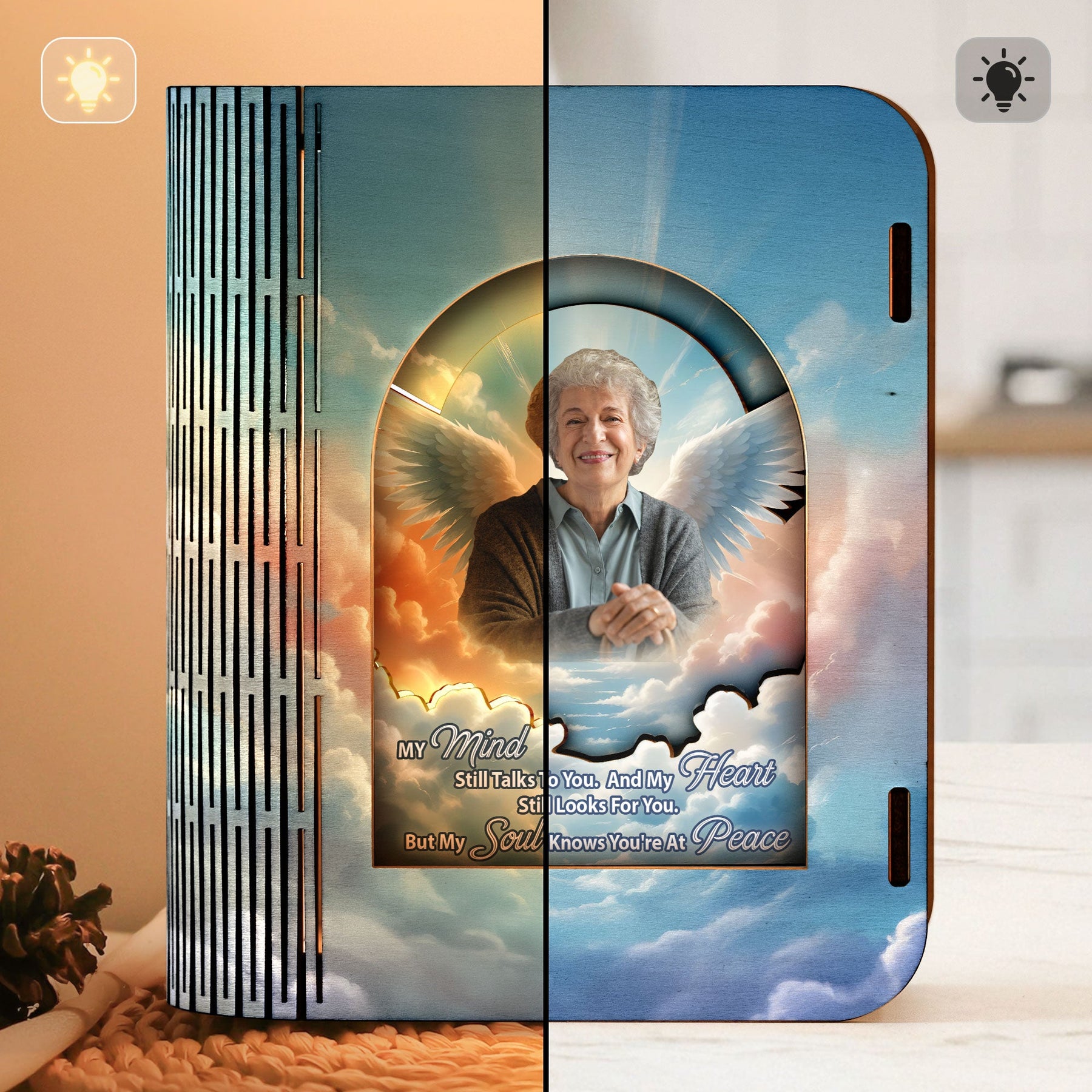 My Mind Still Talks To You - Personalized 3D Wooden Puzzle Photo Night Light