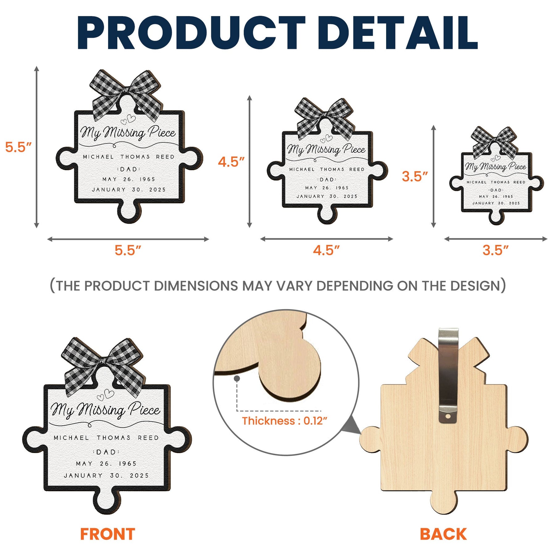 My Missing Piece - Personalized Wooden Car Visor Clip
