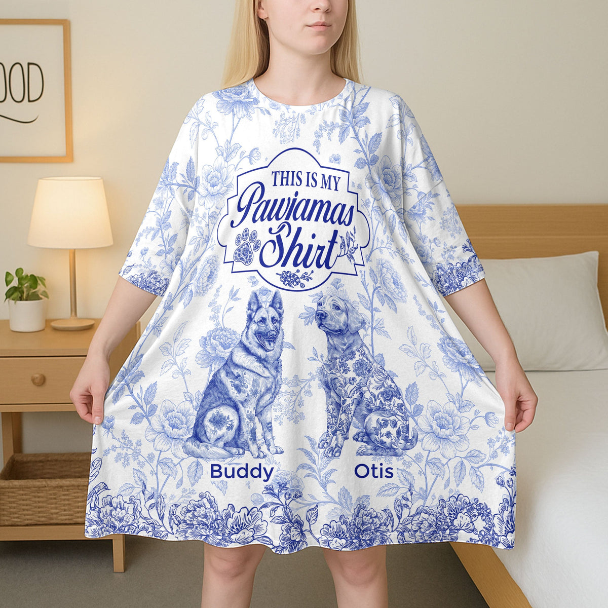 My Pawjamas Shirt Dog Custom Breeds Toile De Jouy Style - Personalized Sleep Tee