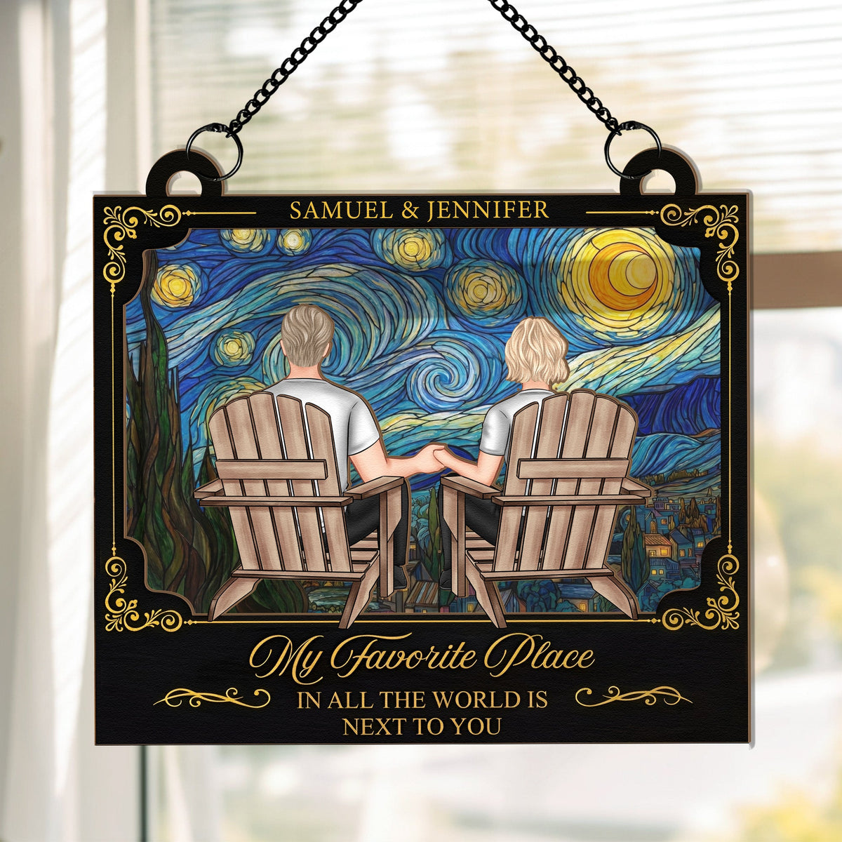My Favorite Place In All The Wolrd Is Next To You - Personalized Window Hanging Suncatcher