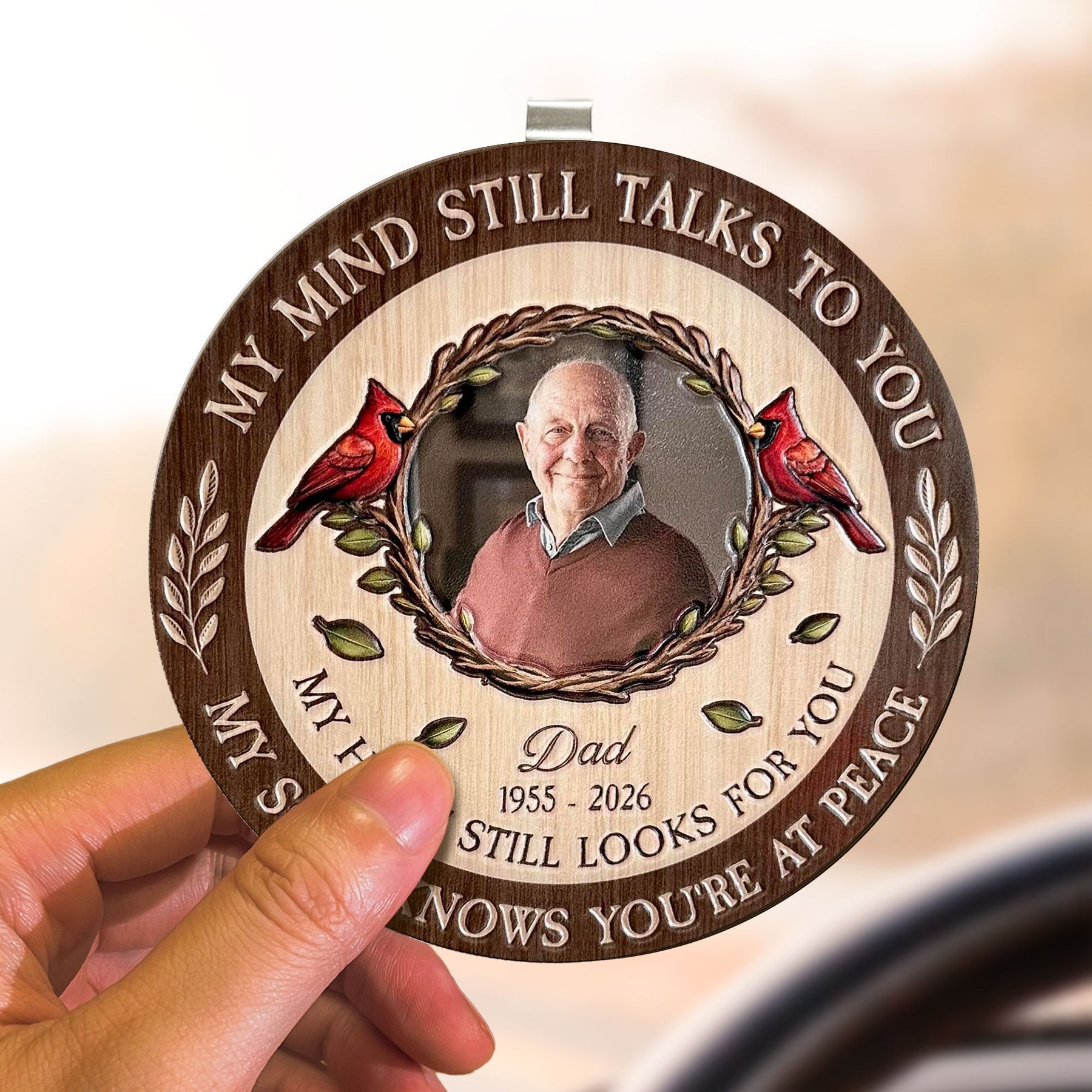 My Mind Still Talks To You And My Heart Still Looks For You - Personalized Car Visor Clip